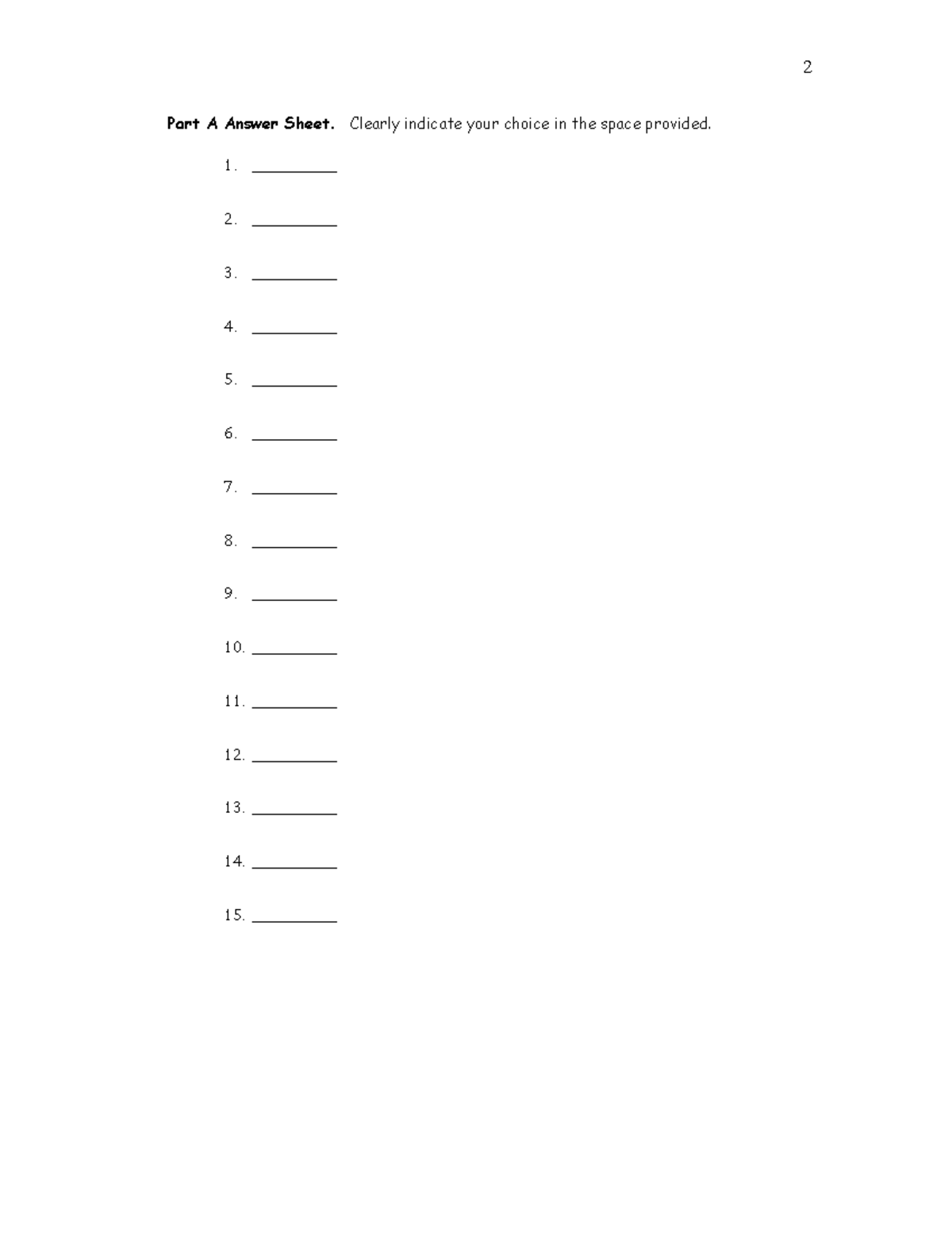MCR3U Practice Exam - Part A Answer Sheet. Clearly indicate your choice ...