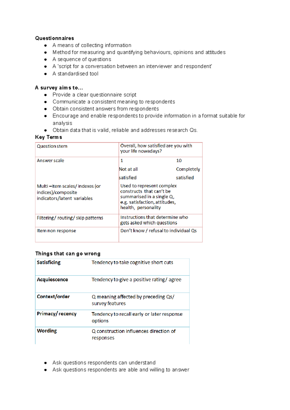 Evaluating probing good Qs - Questionnaires A means of collecting ...
