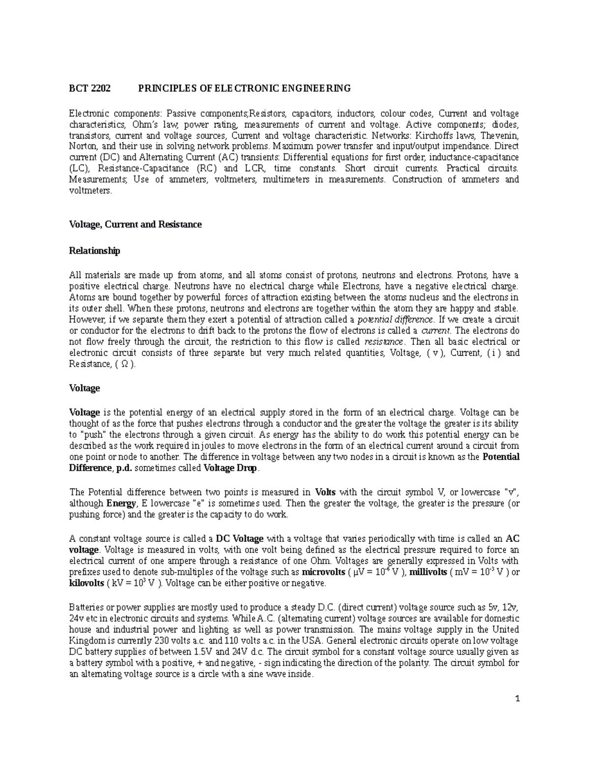 BCT 2202 Complete Notes JKUAT YEAR 1 SEMESTER 2 2014 Computer