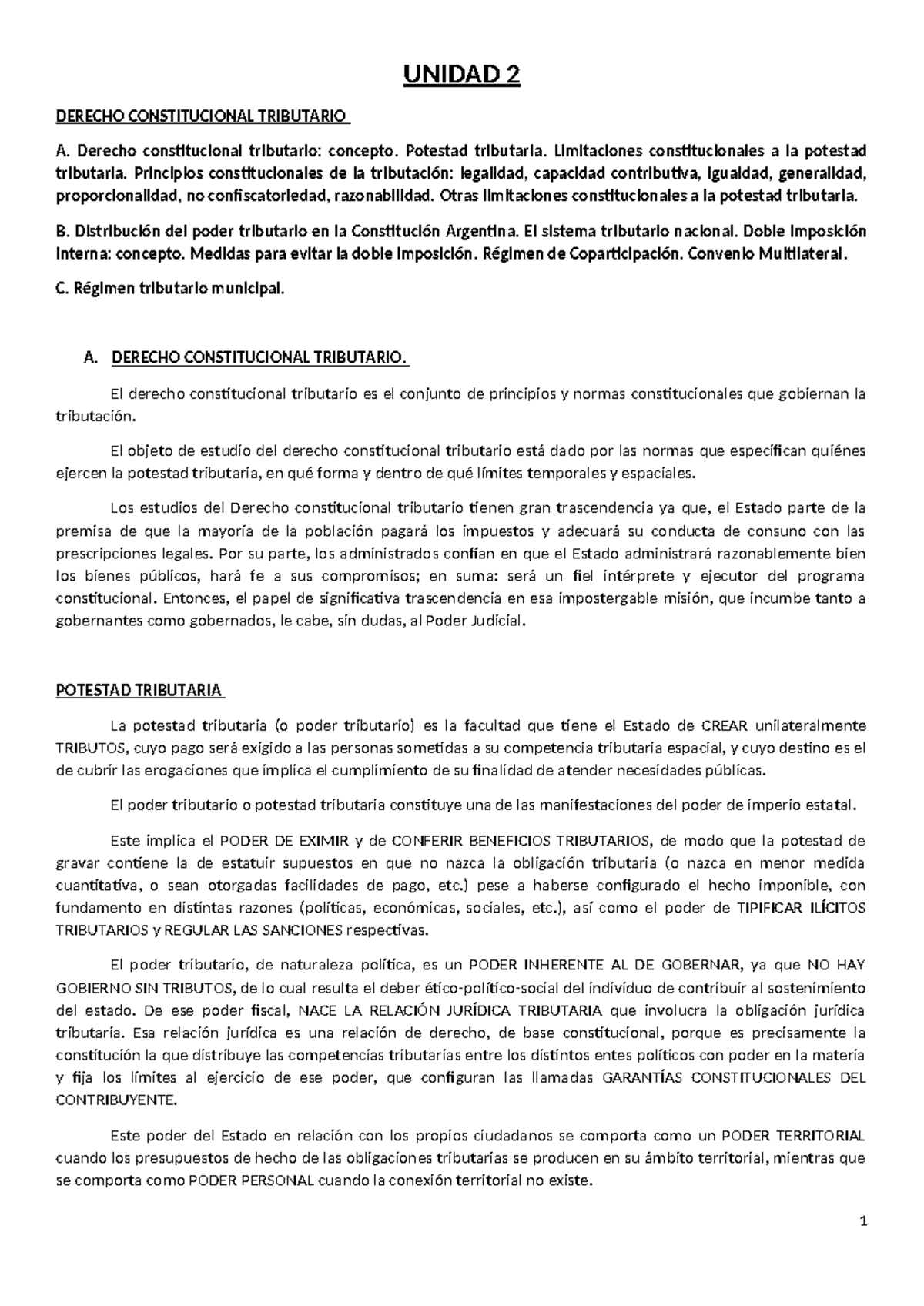 Unidad 2 Regimen Tributario - UNIDAD 2 DERECHO CONSTITUCIONAL ...