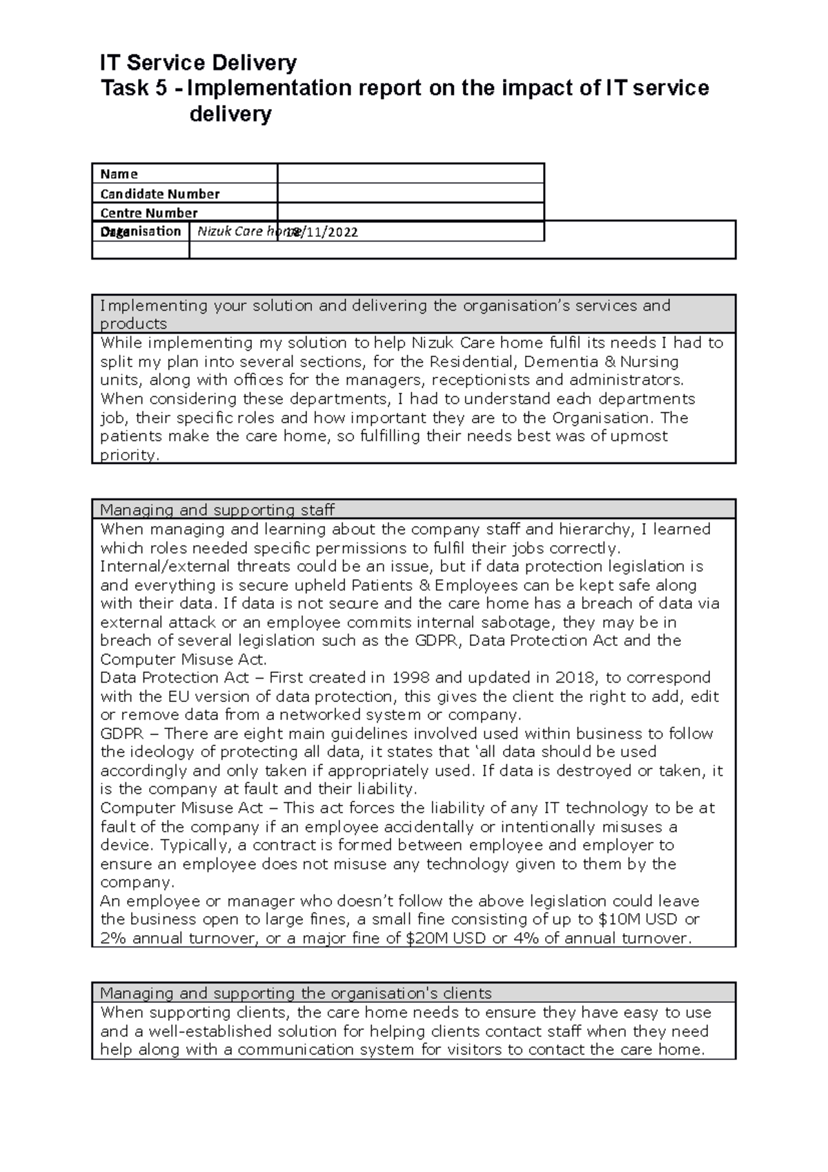 Task 5 Completed Merit - 2019 Mock - IT Service Delivery Task 5 ...