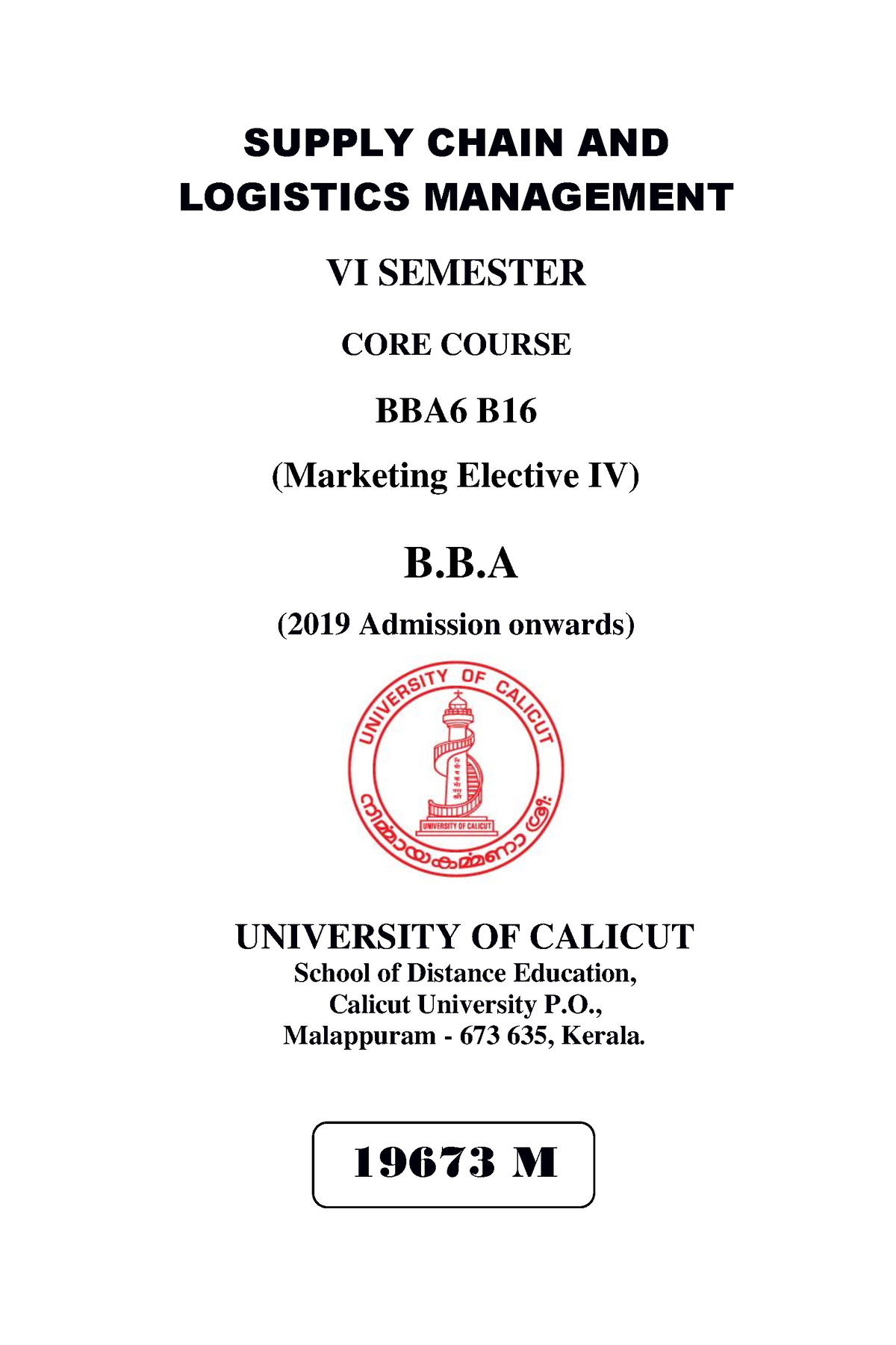 SLM-BBA-Supply Chain And Logistics Management - SUPPLY CHAIN AND ...