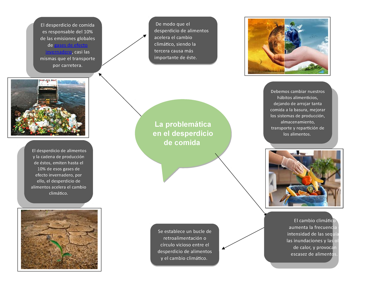 Mapa mental Desperdicio de comida - El desperdicio de comida es responsable  del 10% de las emisiones - Studocu