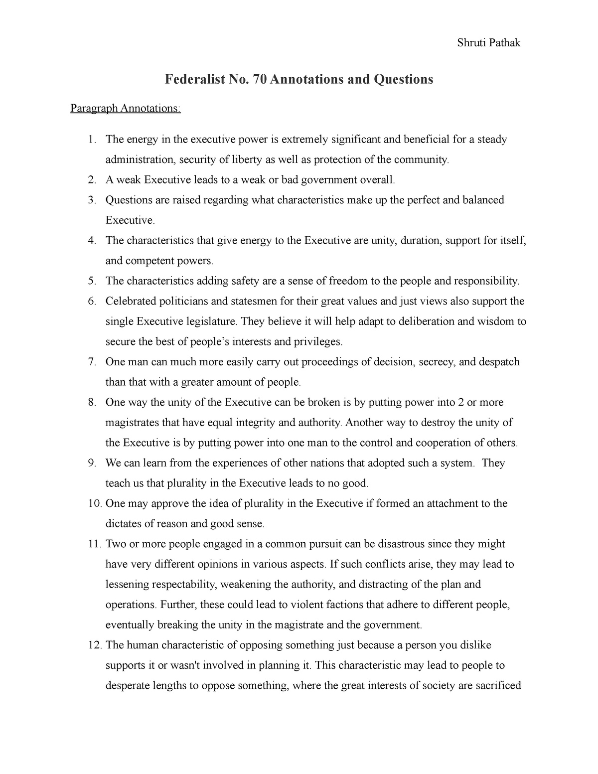 federalist essay 70 summary