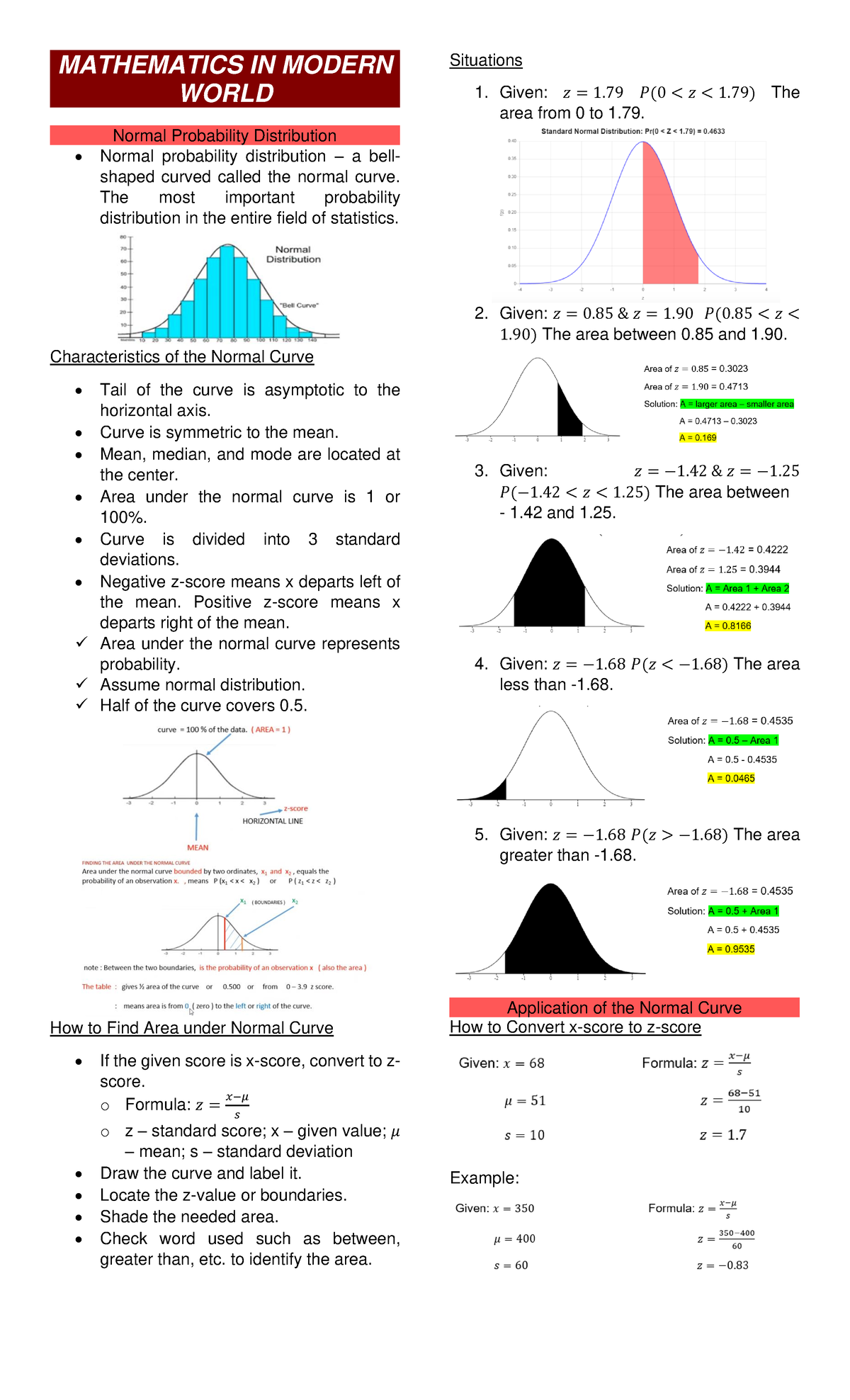 MATM NORMAL Proba Distribution - MATHEMATICS IN MODERN WORLD Normal ...