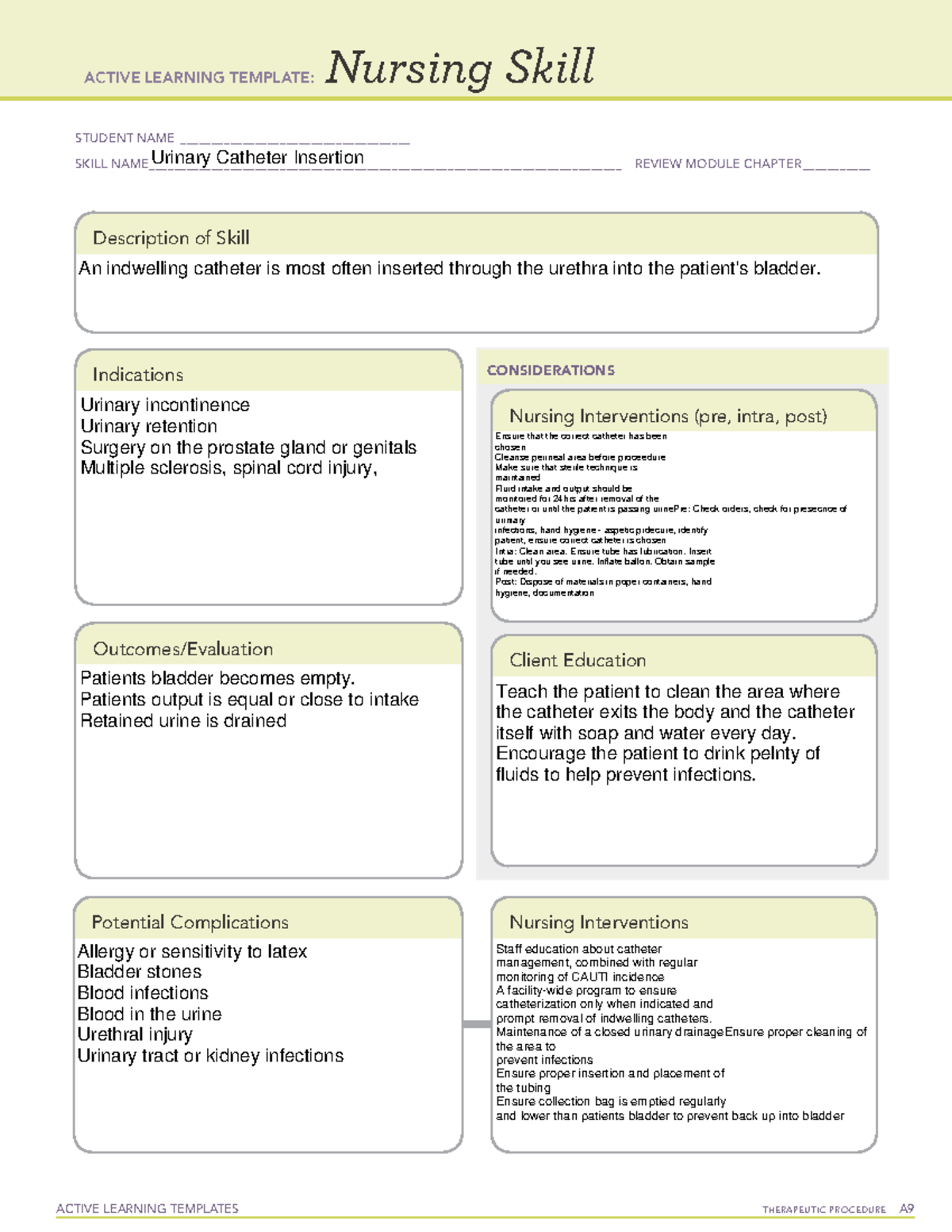 Urinary catheter insertion - ACTIVE LEARNING TEMPLATES THERAPEUTIC ...