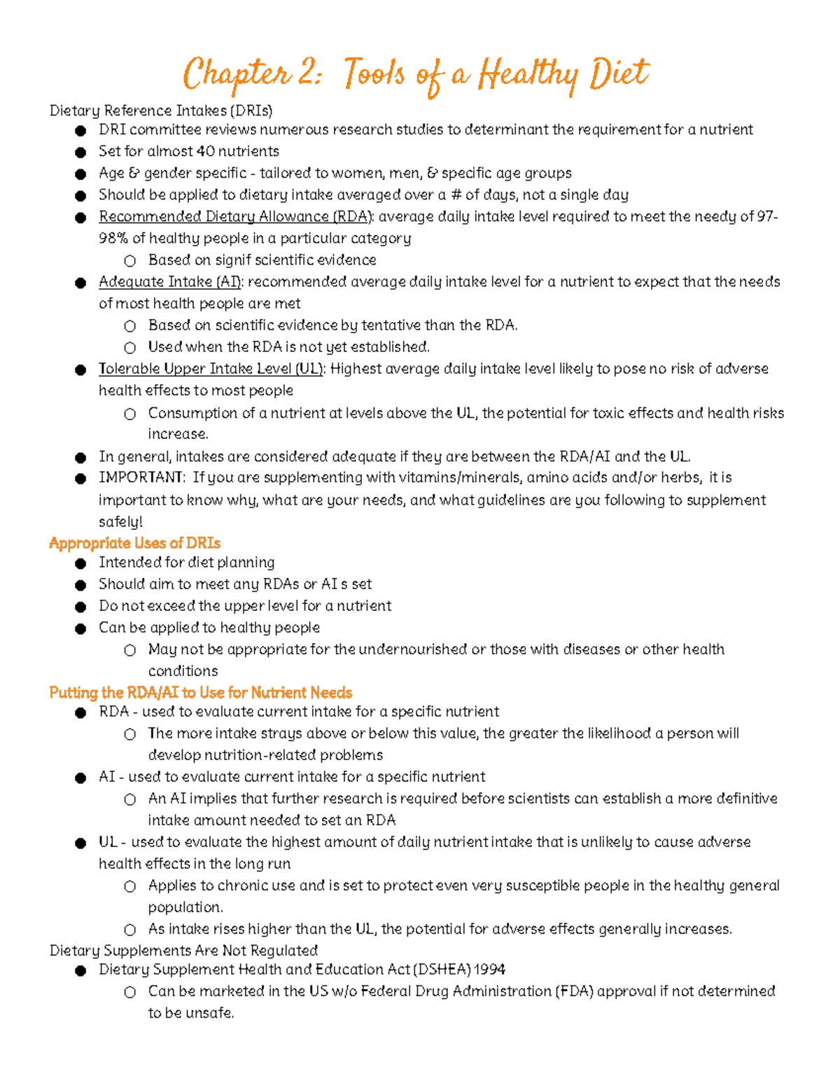 Chapter 2 Tools Of A Healthy Diet - Used When The RDA Is Not Yet ...