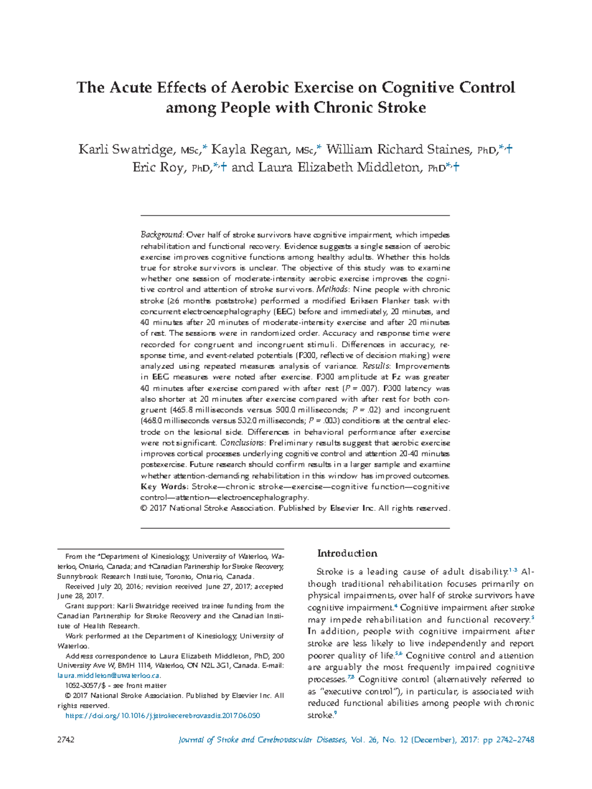 The Acute Effects Of Aerobic Exercise On Cognitive Control Among People ...