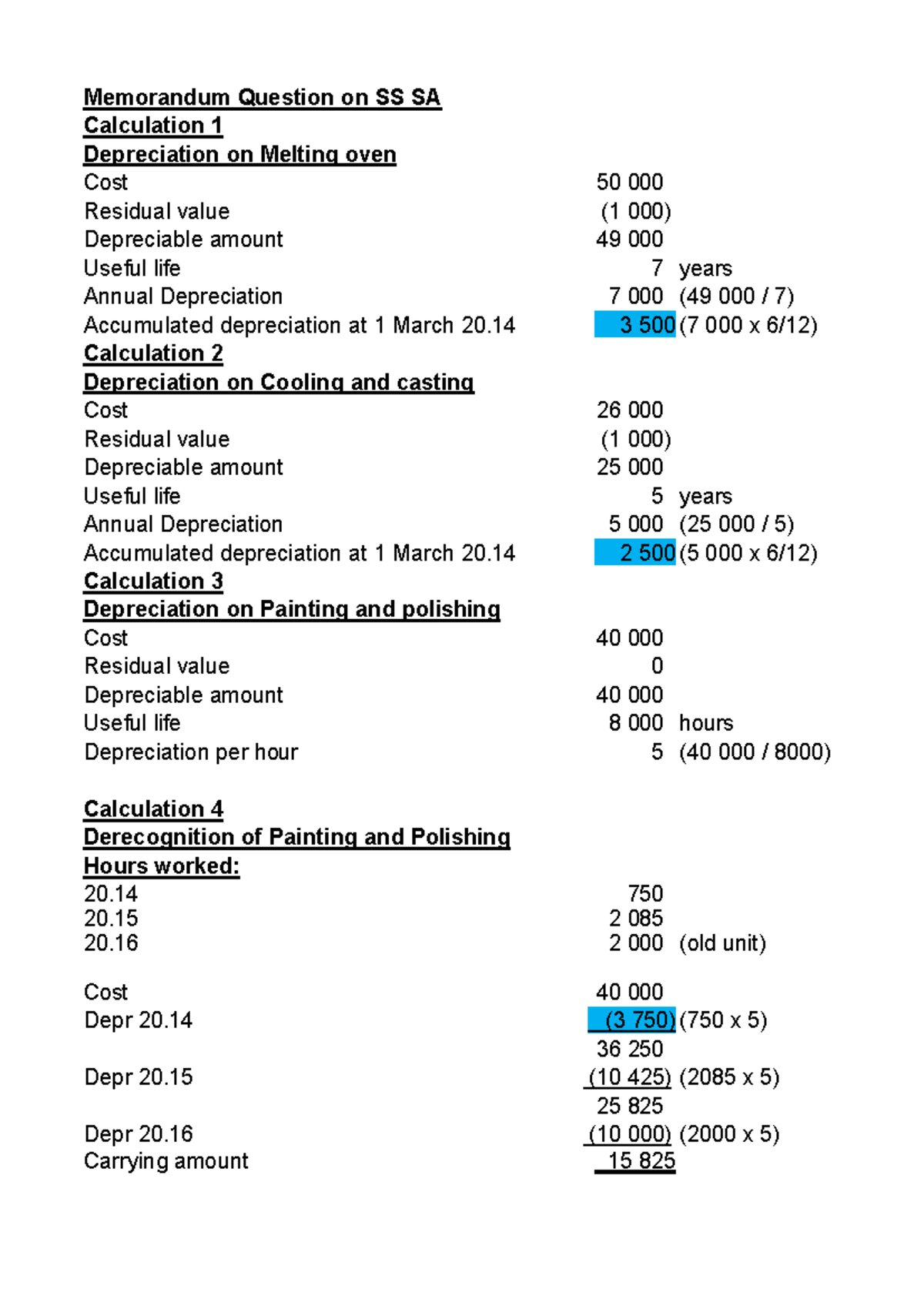 Memorandum Question SS SA Memorandum Question on SS SA Calculation 1