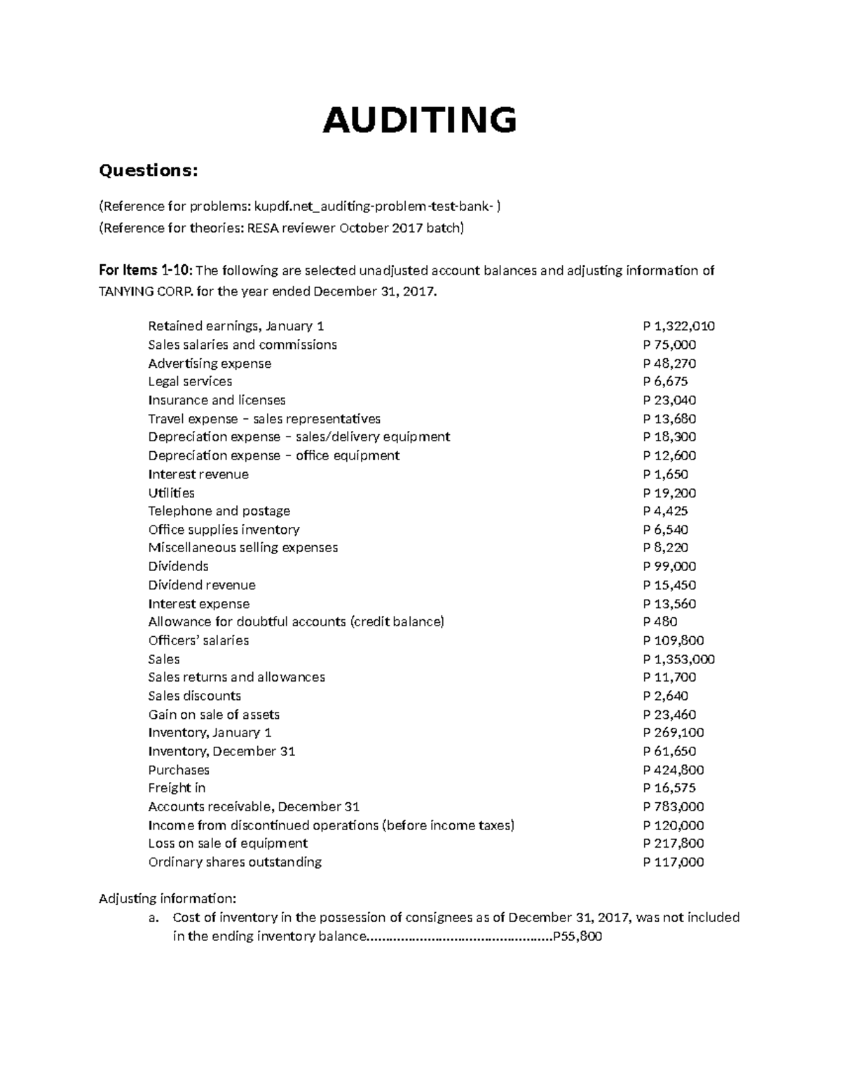 Auditing - BS Accountancy - StuDocu