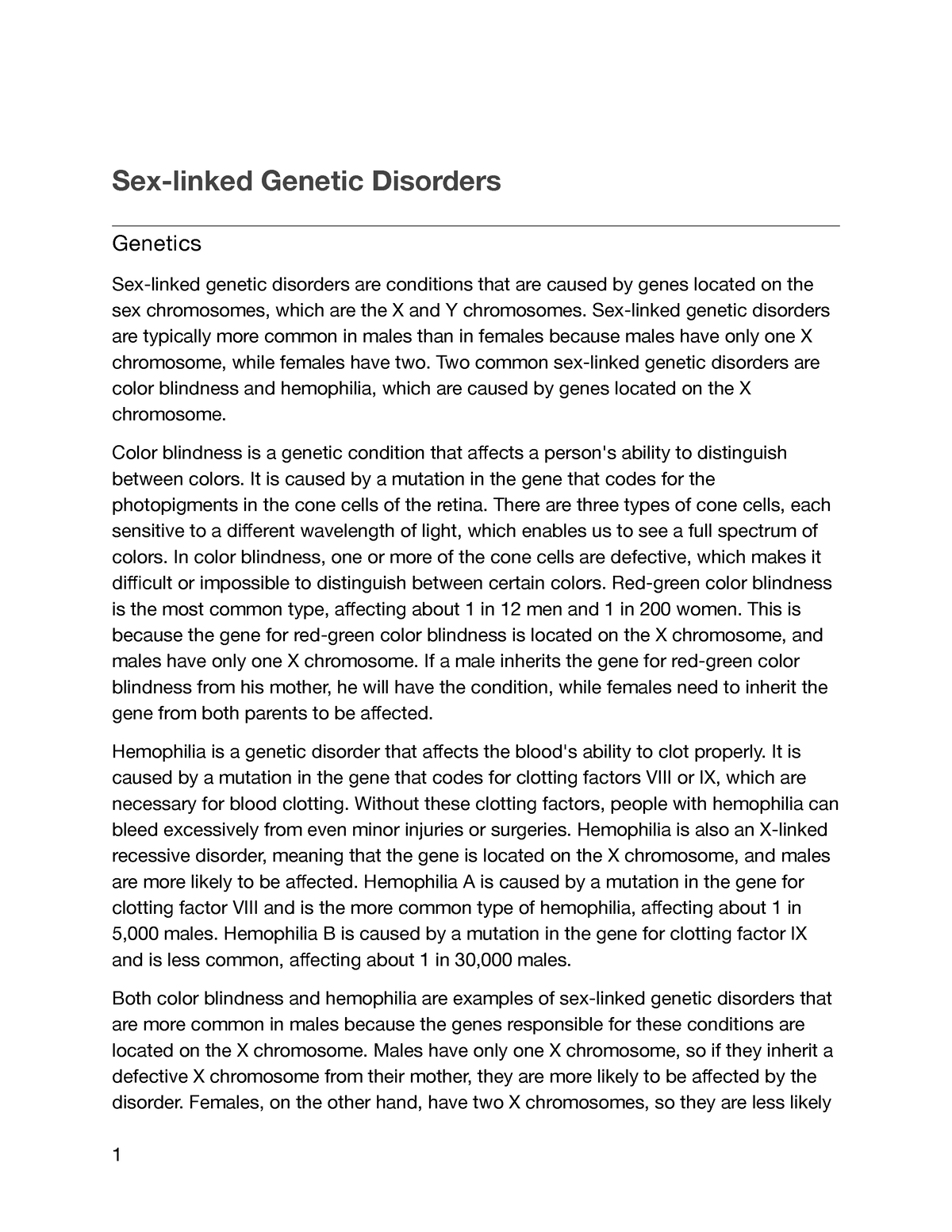 genetic disorders essay conclusion