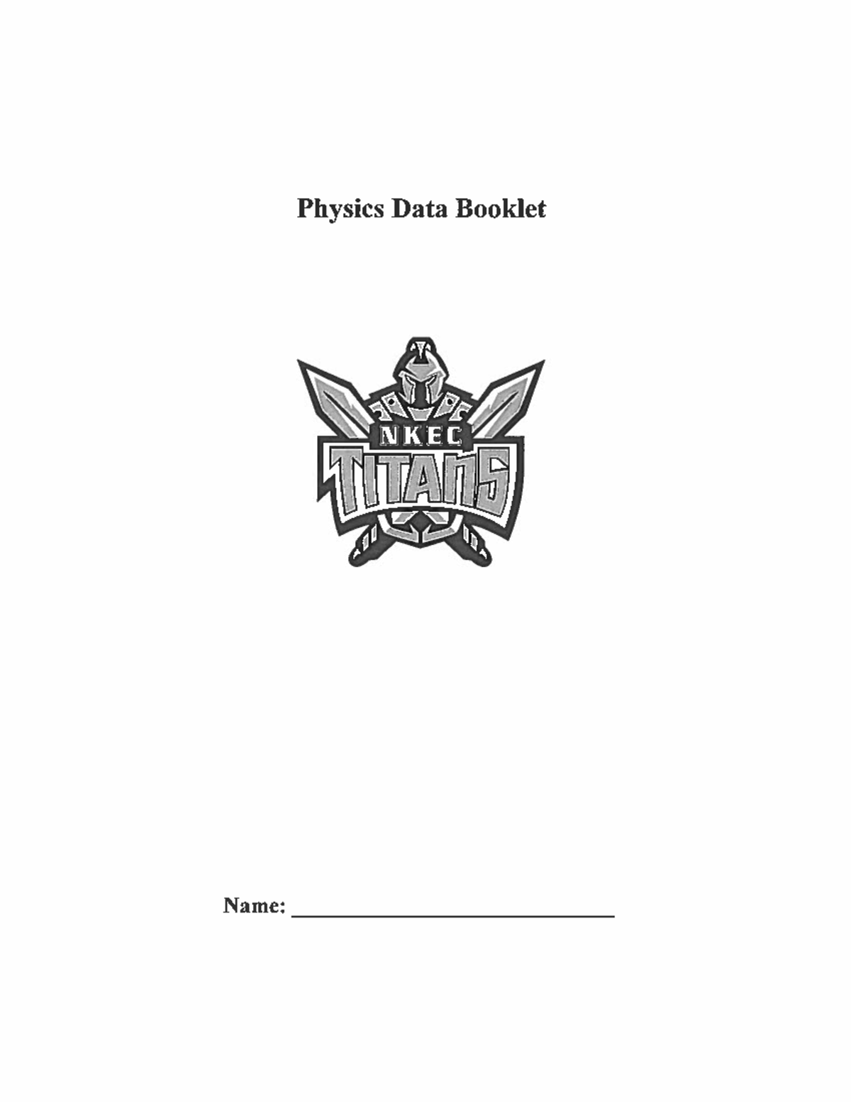 Physics Data Booklet darta\\\ Principles of Design & Manufacturing