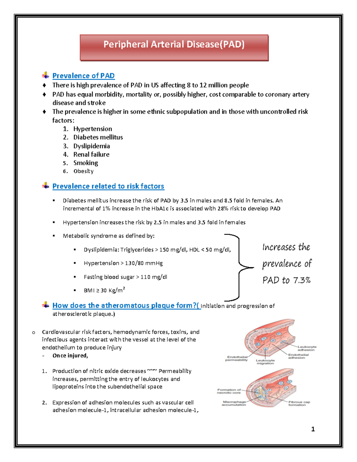 CLI and Amputation - Prevalence of PAD There is high prevalence of PAD ...