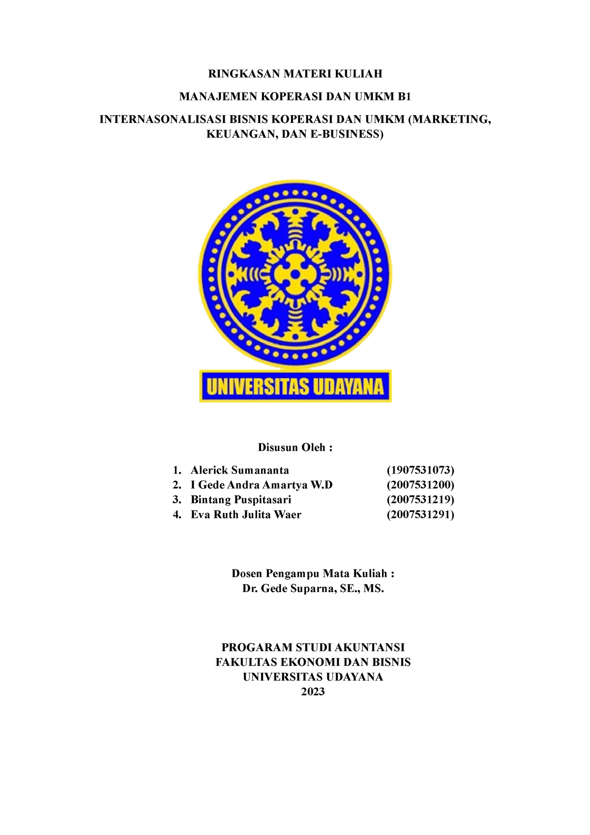 Internasonalisasi Bisnis Koperasi DAN UMKM - RINGKASAN MATERI KULIAH ...