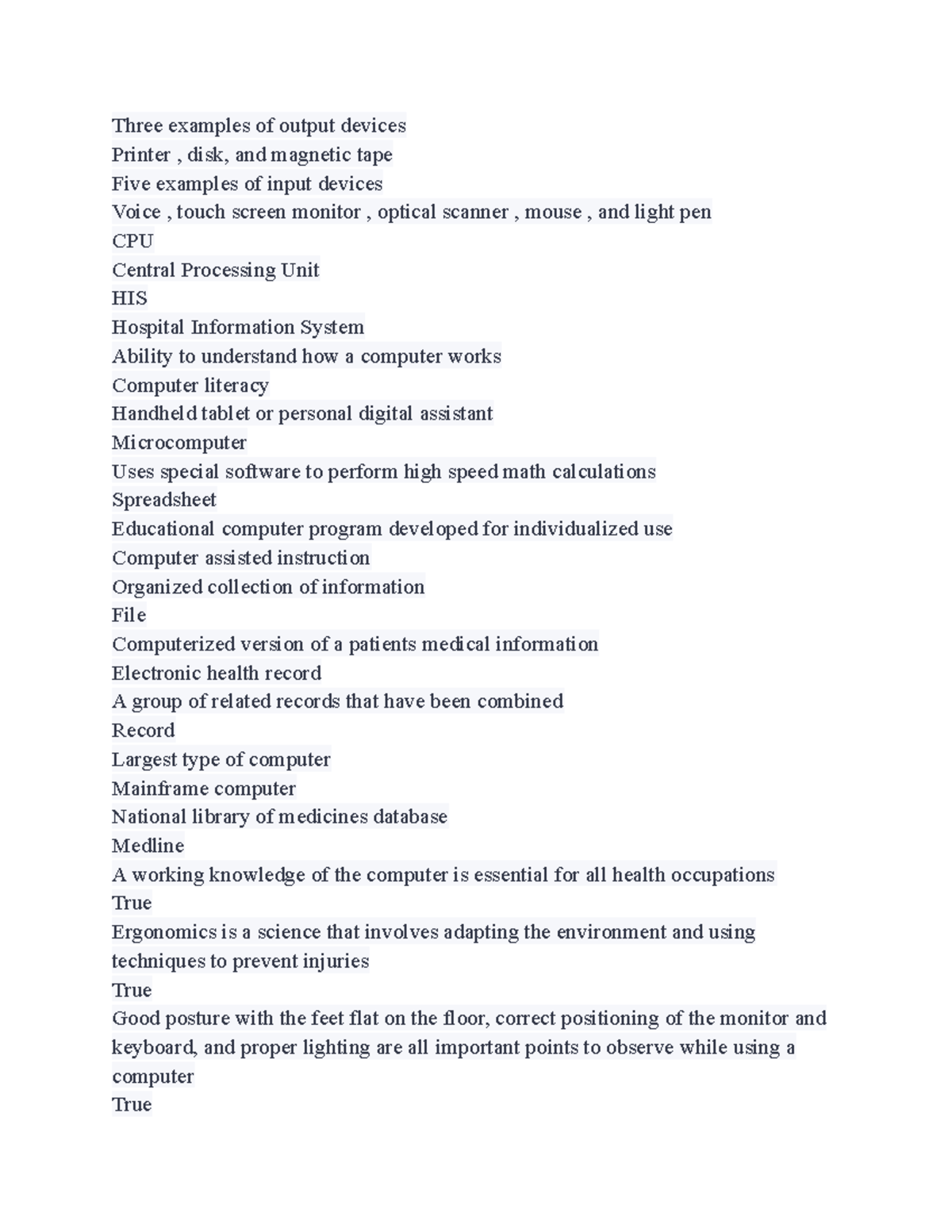 Computers 2 - practice materials - Three examples of output devices ...