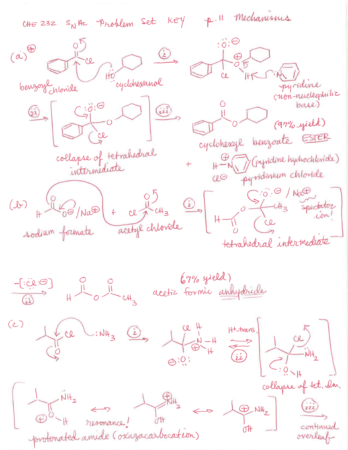 CHE 232 - Nucleophilic Acyl Substitution SNAc Problem Set Mechanism ...