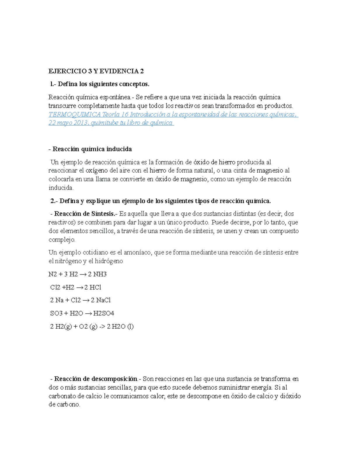 Evidencia Y Ejercicio 3 Quimica Industrial - EJERCICIO 3 Y EVIDENCIA 2 ...