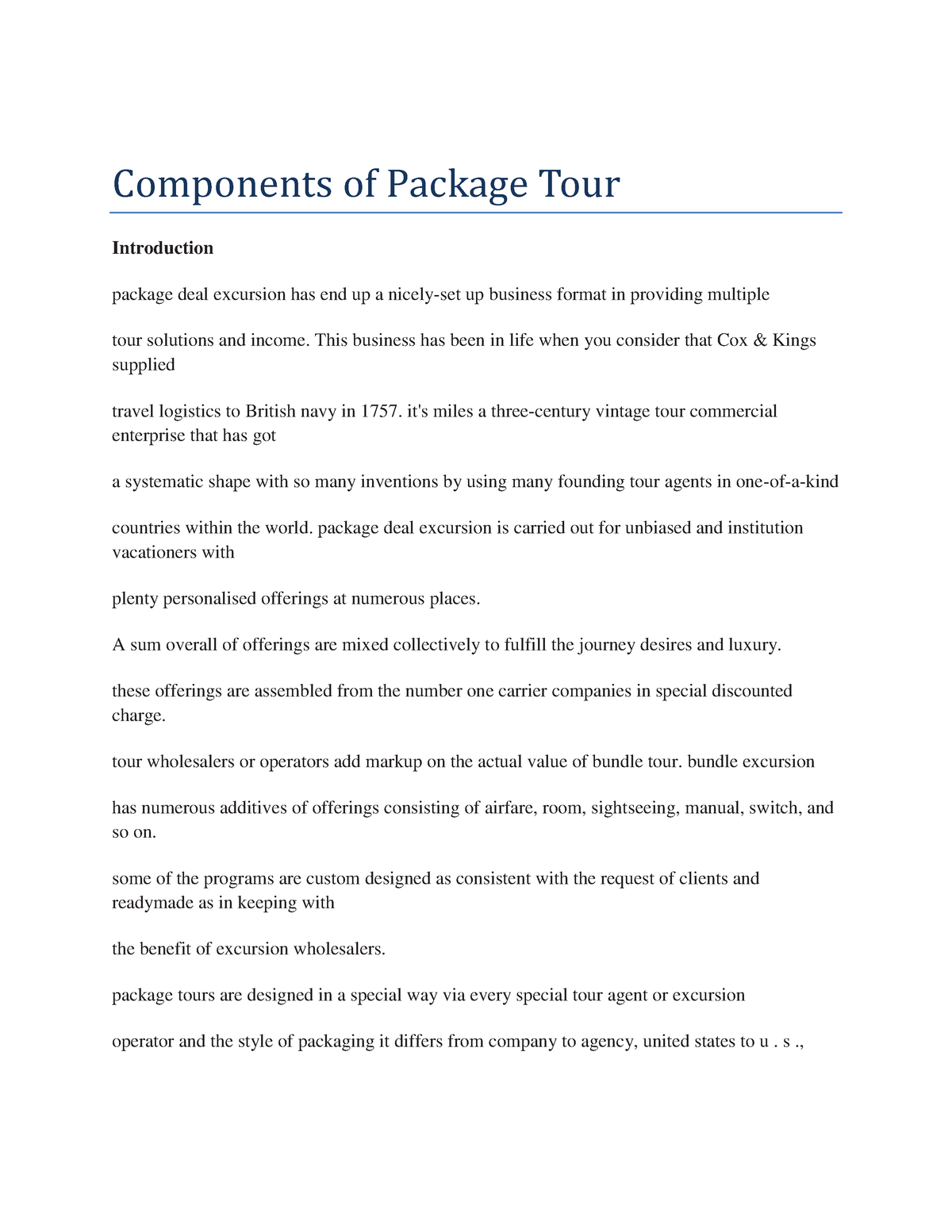 package tour components