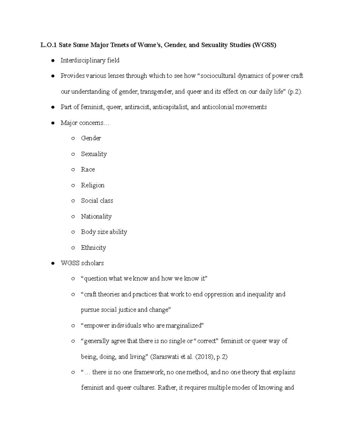 What is WGSS - These notes discuss what WGSS is, and the foundational ...
