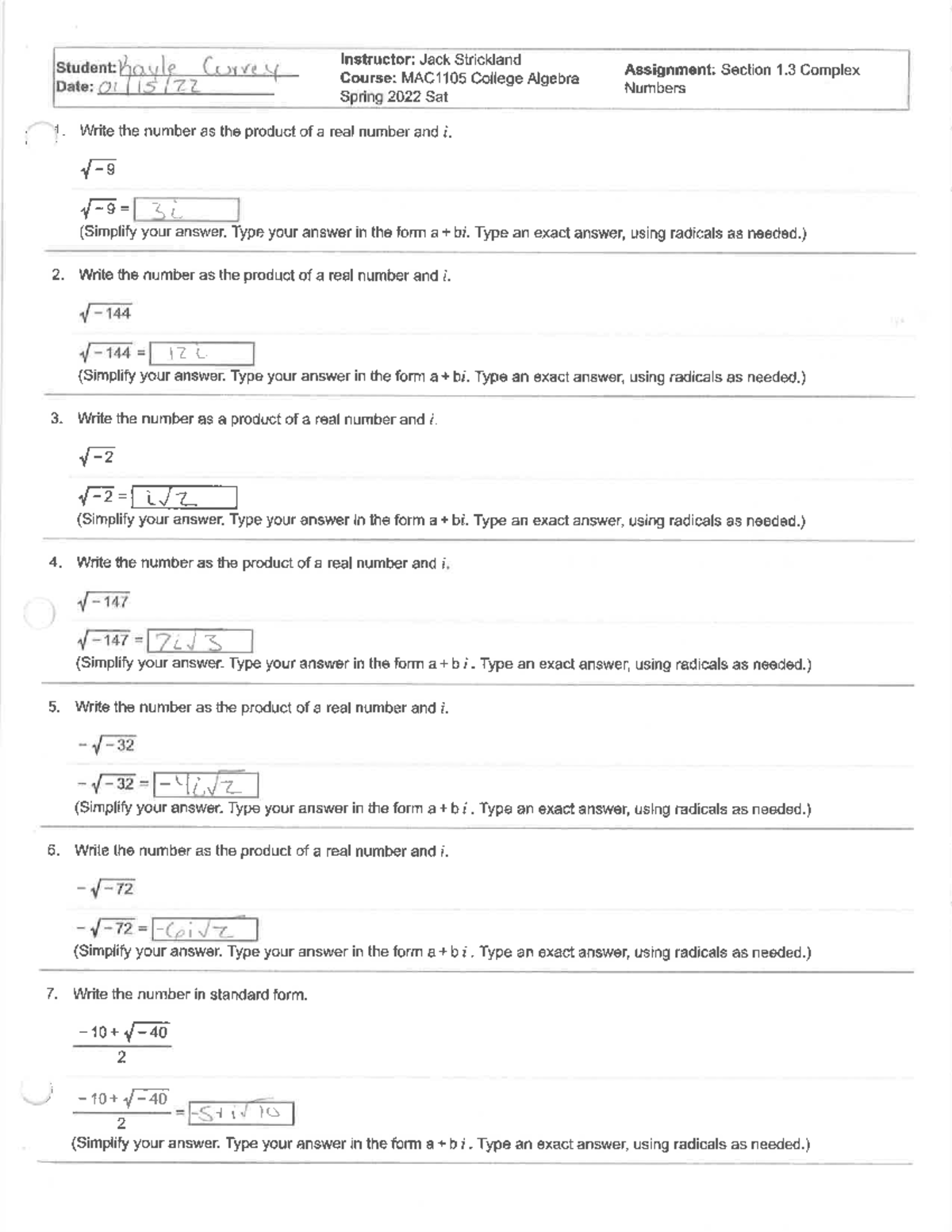 MAC1105 Complex Numbers - MAC 1105 - Studocu