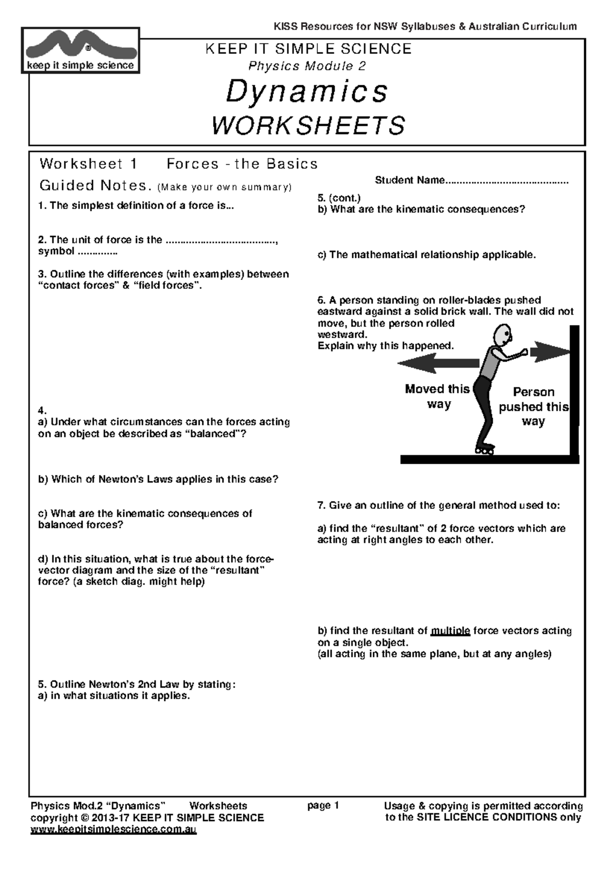 Newton's First And Second Law Of Motion - KISS Resources For NSW ...