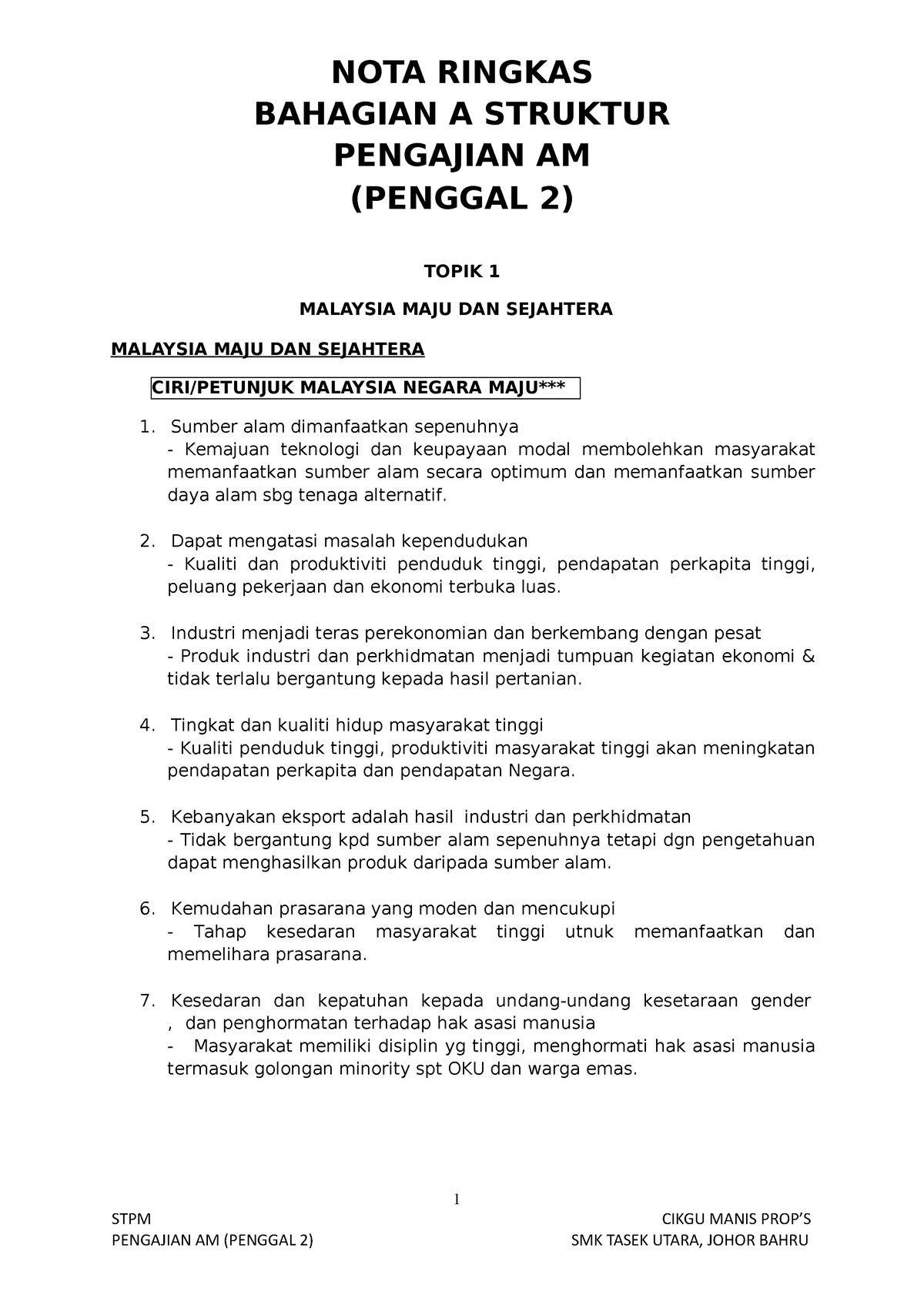 NOTA Struktur Pengajian AM Penggal 2 - 1 STPM PENGAJIAN AM (PENGGAL 2 ...