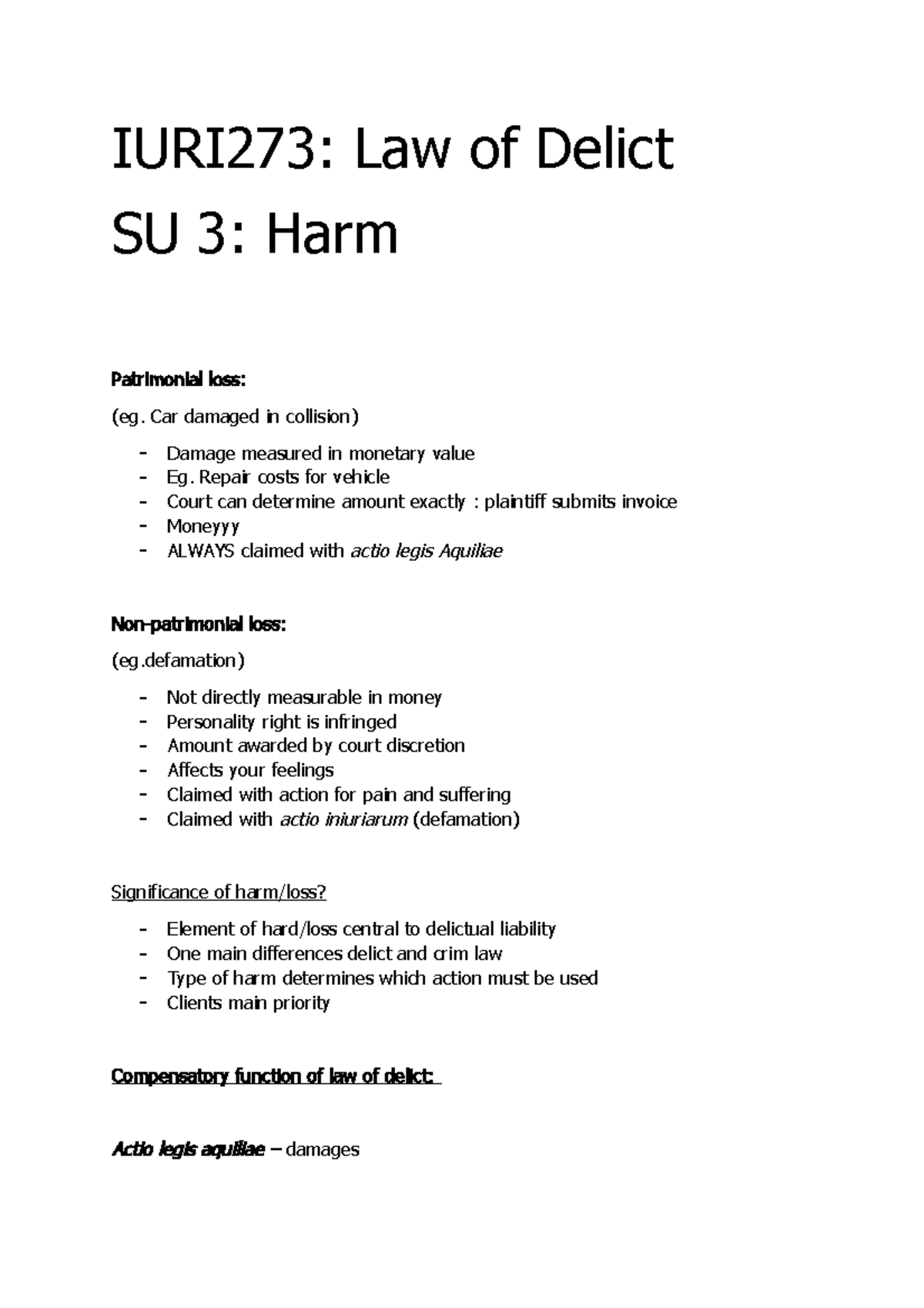 iuri273-law-of-delict-su-3-iuri273-law-of-delict-su-3-harm