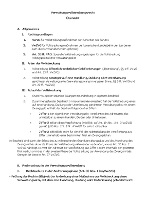 Allgemeines Verwaltungsrecht - Gesamte Zusammenfassung - Tabelle ...