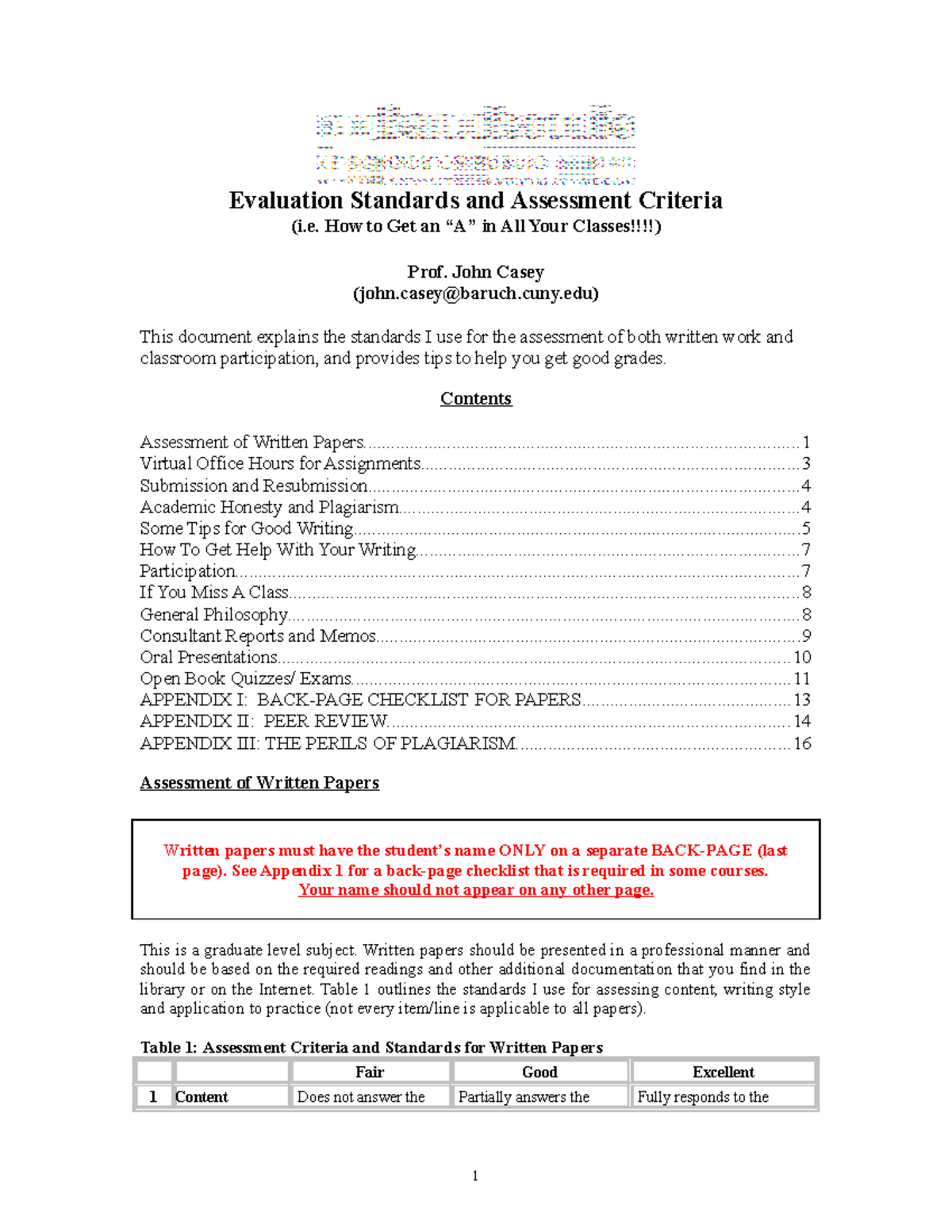 Baruch 2019 evaluationstandards assessmentcriteria G(1) Evaluation