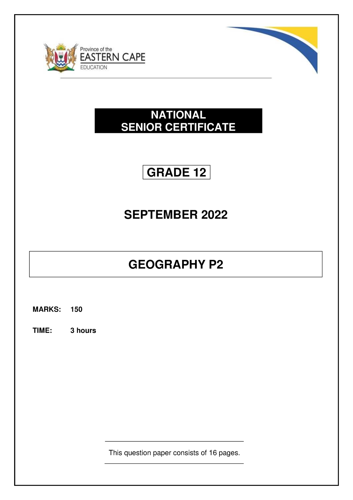 Geography P2 Sep 2022 Eastern Cape - NATIONAL SENIOR CERTIFICATE GRADE ...