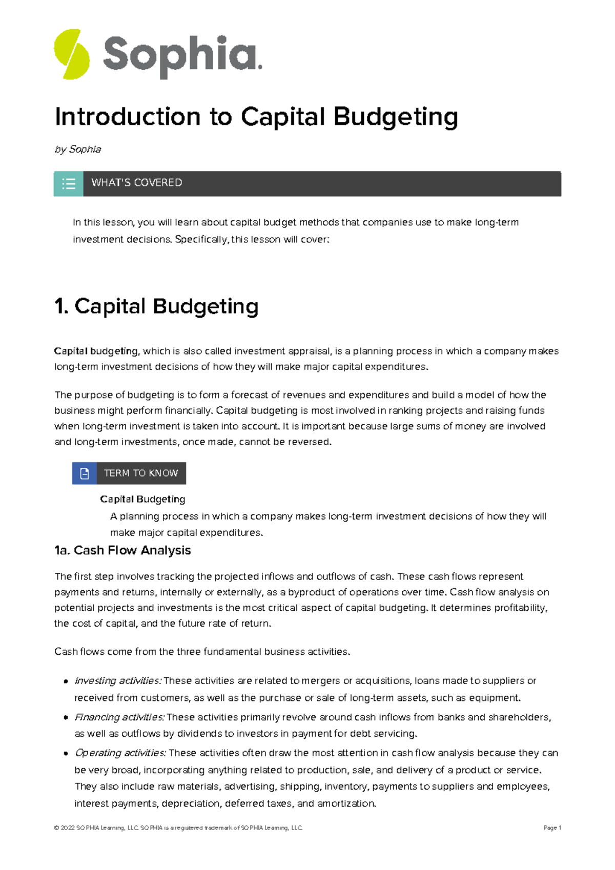 Introduction to capital budgeting - Introduction to Capital Budgeting ...