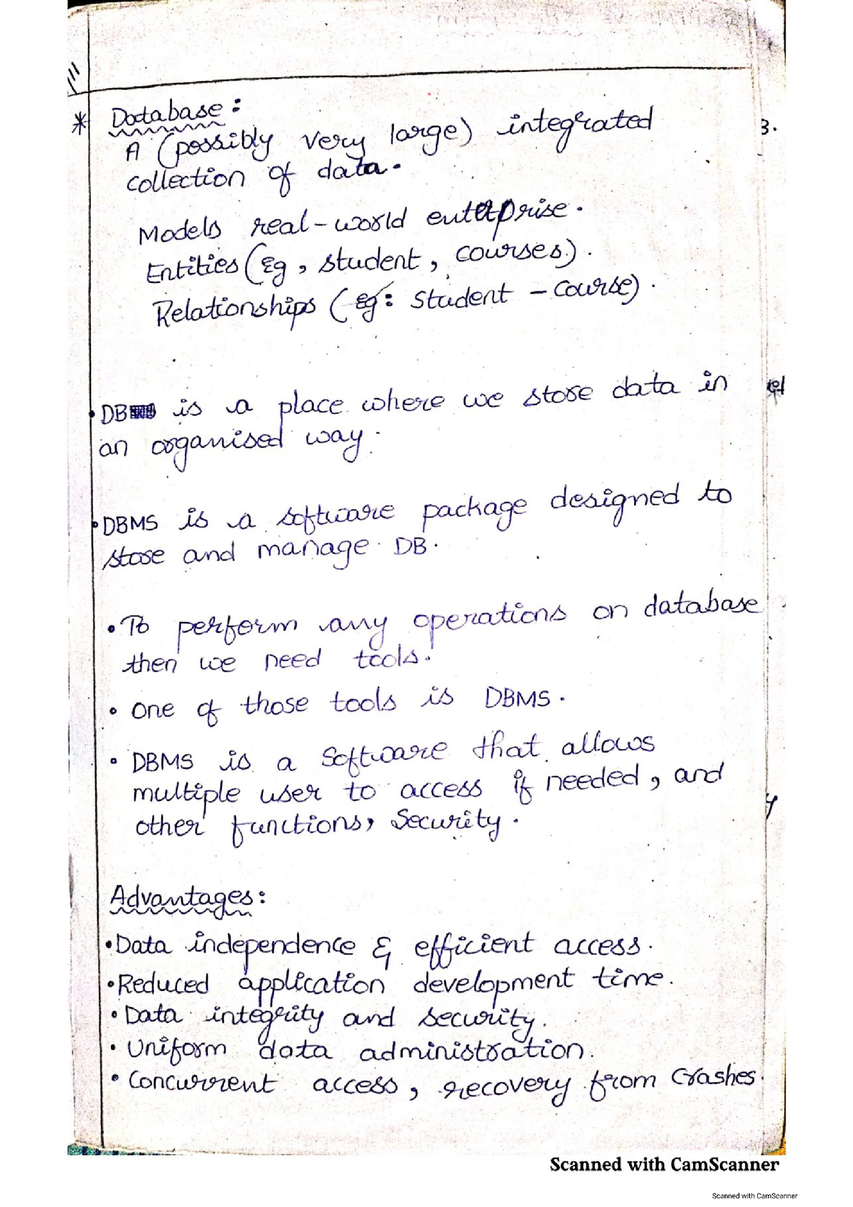 DBMS UNIT-1(CW) - Unit 1 - Data Base Management Systems - Studocu