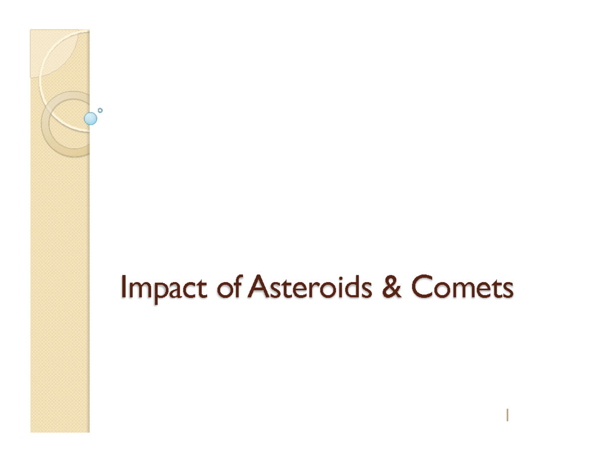 Asteroids Slides Notes To Module Activity 10 Impact Of Asteroids