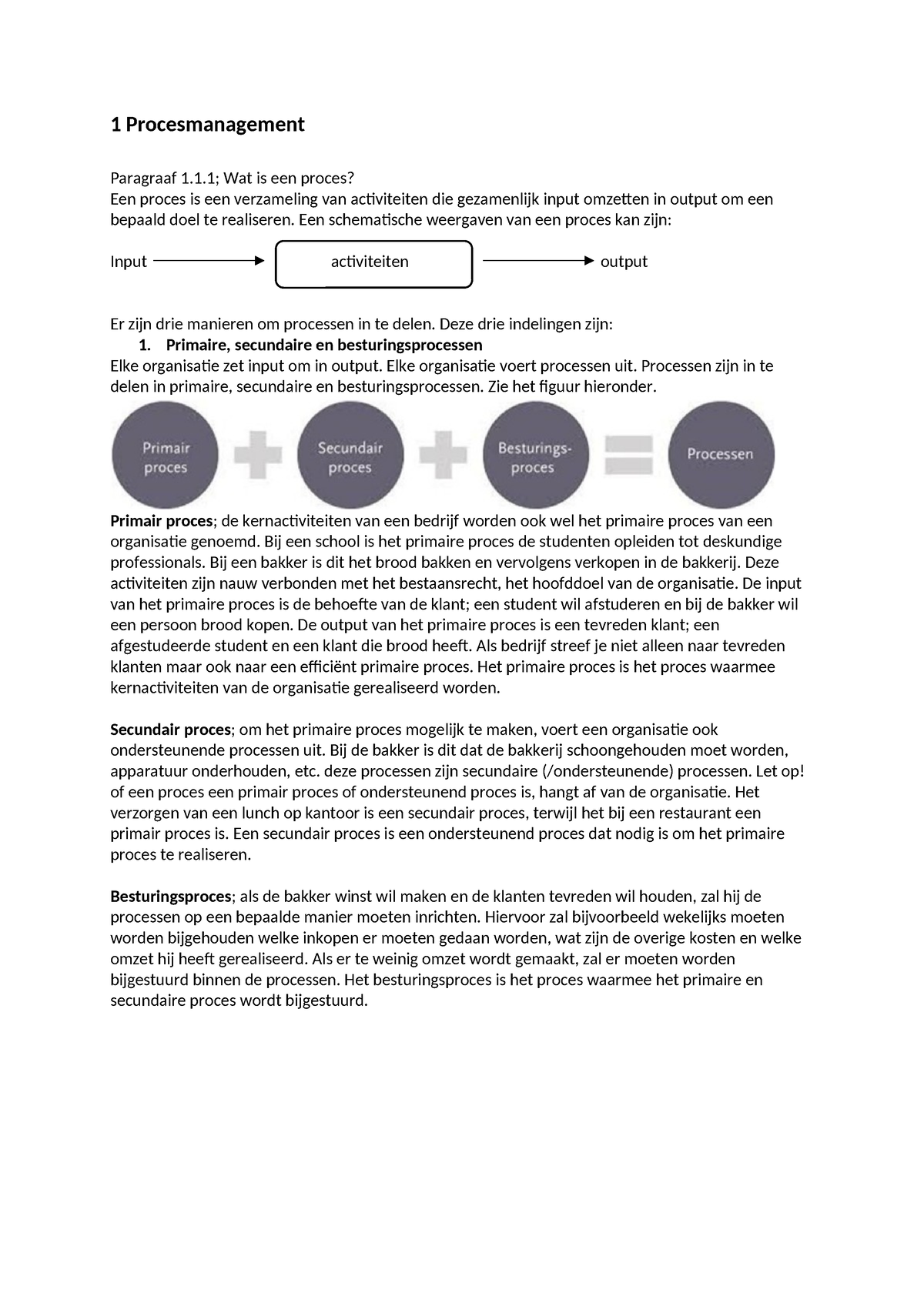 Samenvatting Operationeel Management - 1 Procesmanagement Paragraaf 1.1 ...