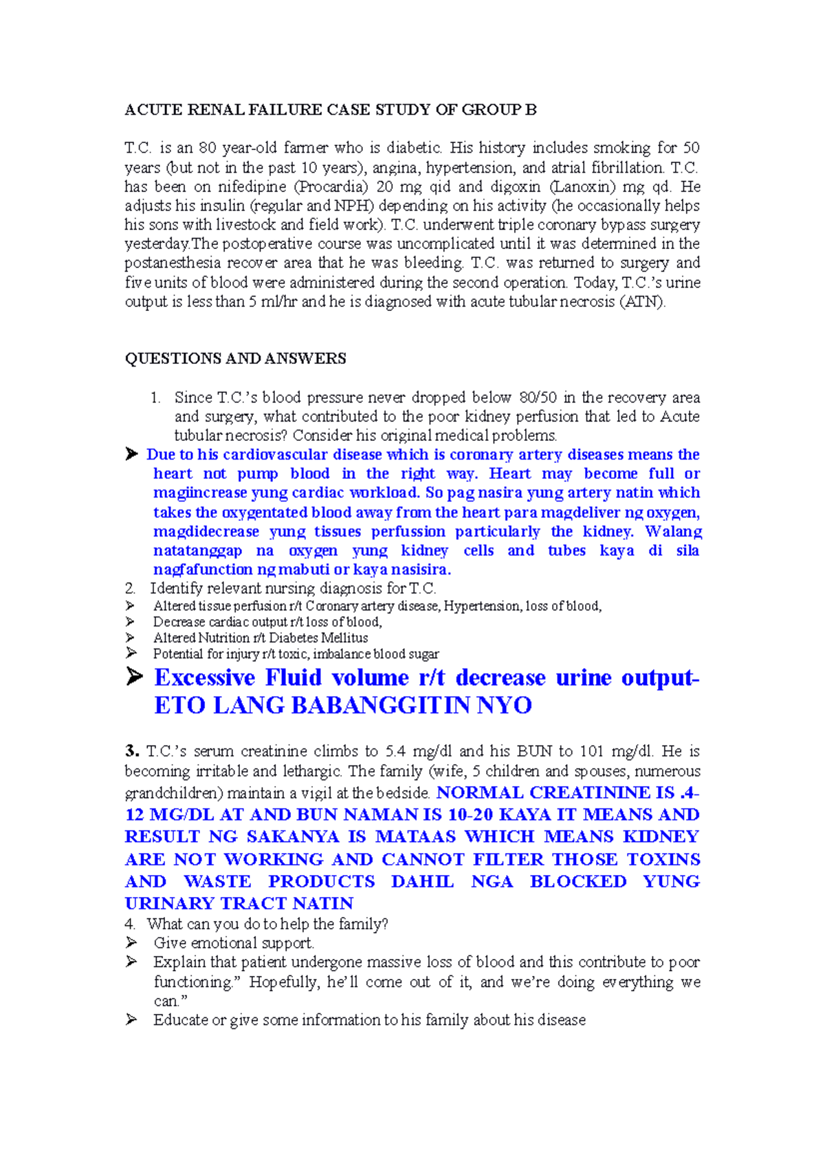 case study of renal failure