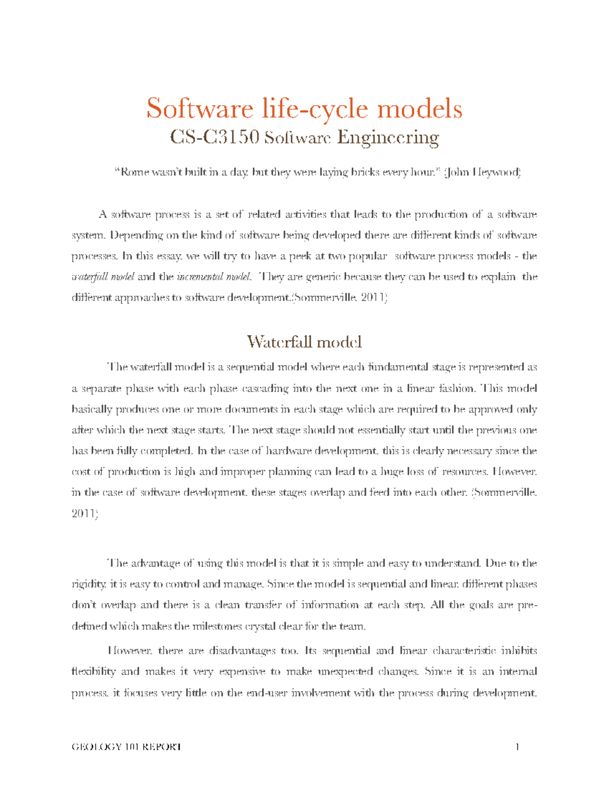 Module 3 - Software Engineering Mod 3 - Software life-cycle models CS ...