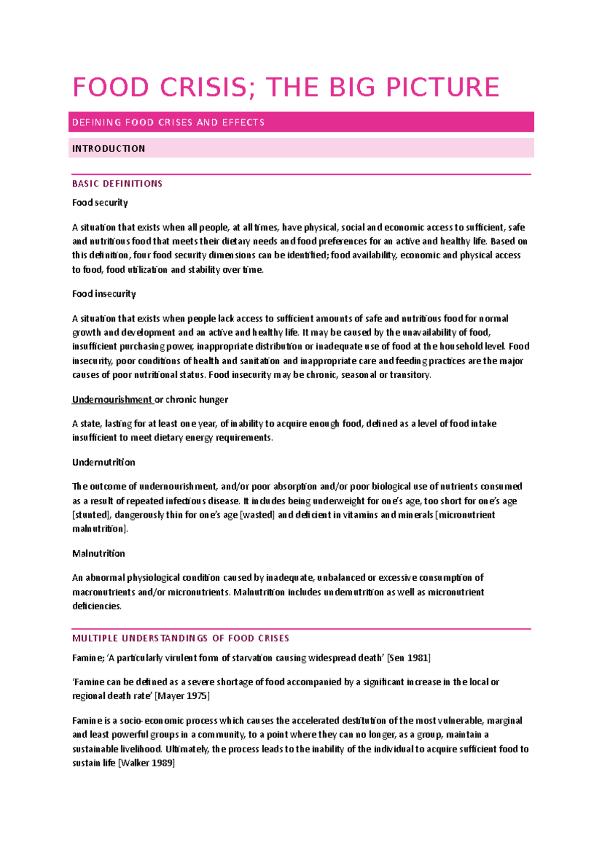 effect of food crisis essay