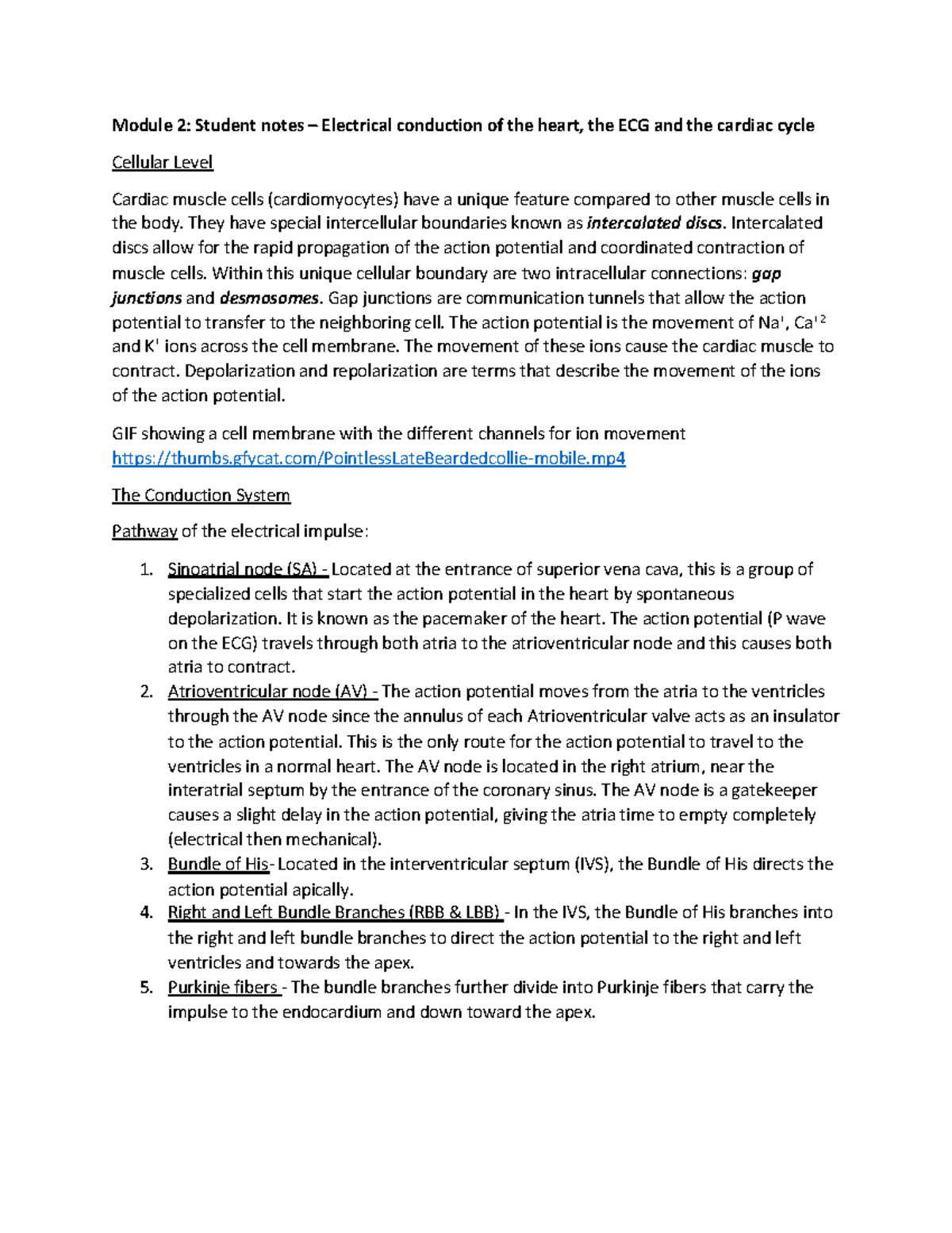 DMSC 1230 Module 2 - Student notes 1 - Electrophysiology 2 - Module 2 ...