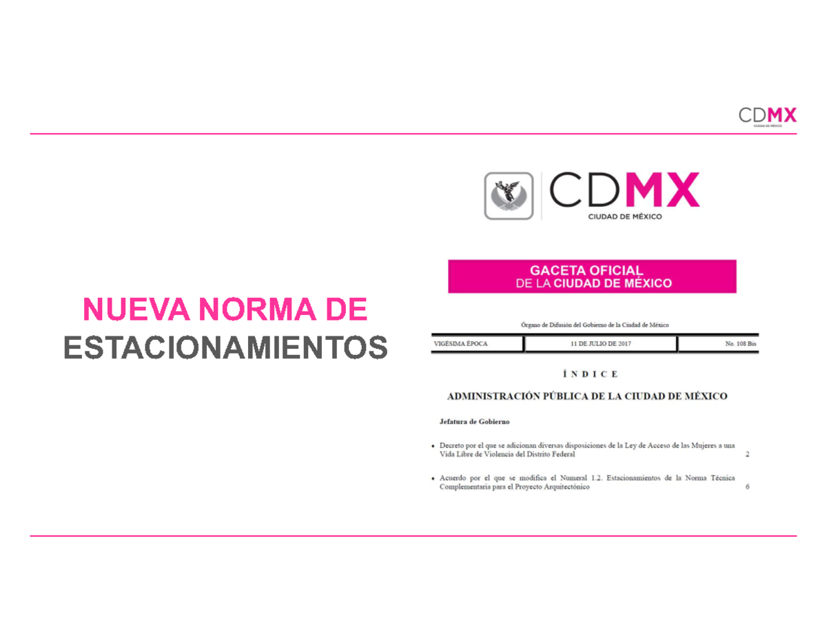 Norma Estacionamiento CDMX 2017 NUEVA NORMA DE ESTACIONAMIENTOS