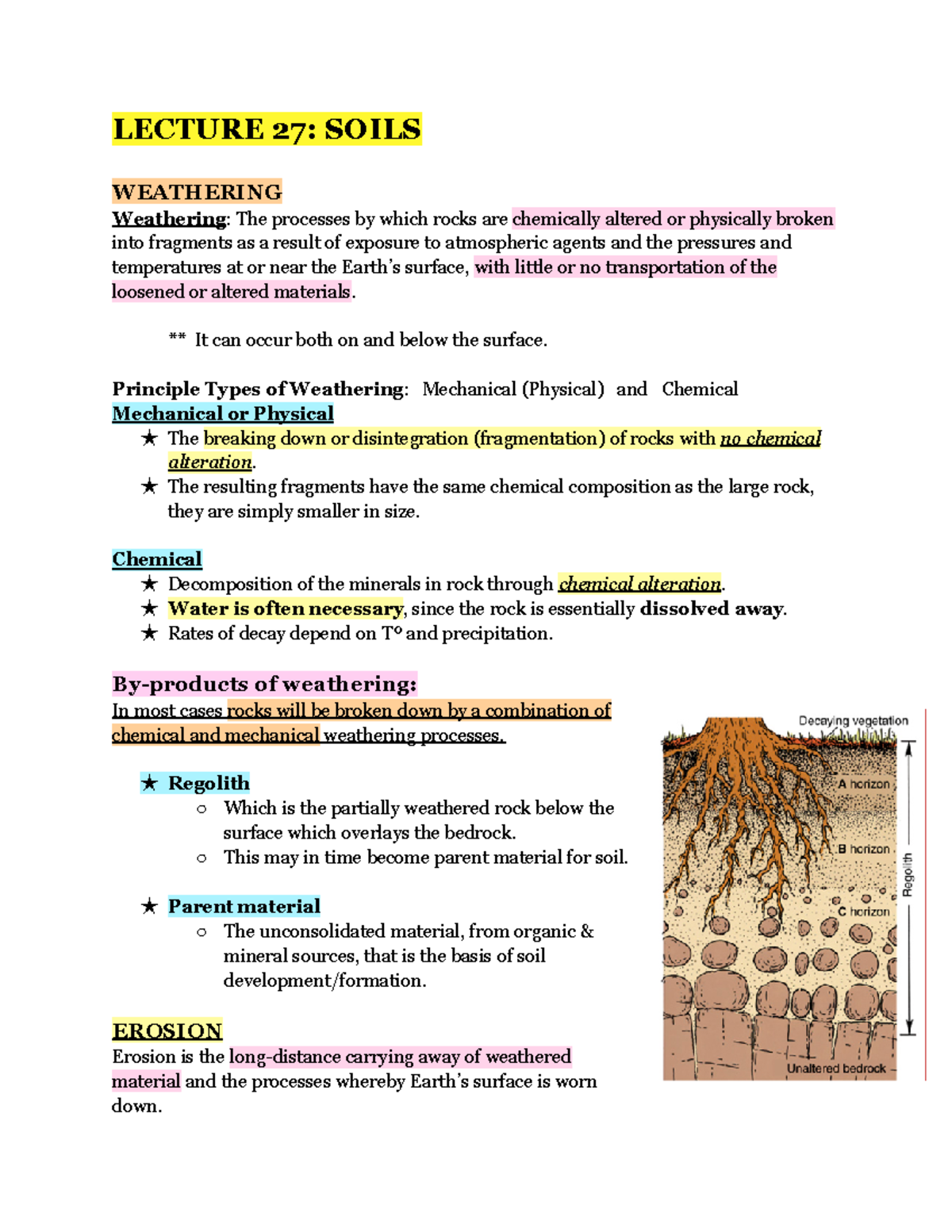 Copy of Copy of Final EXAM (Lectures 2730) Physical Geo LECTURE 27