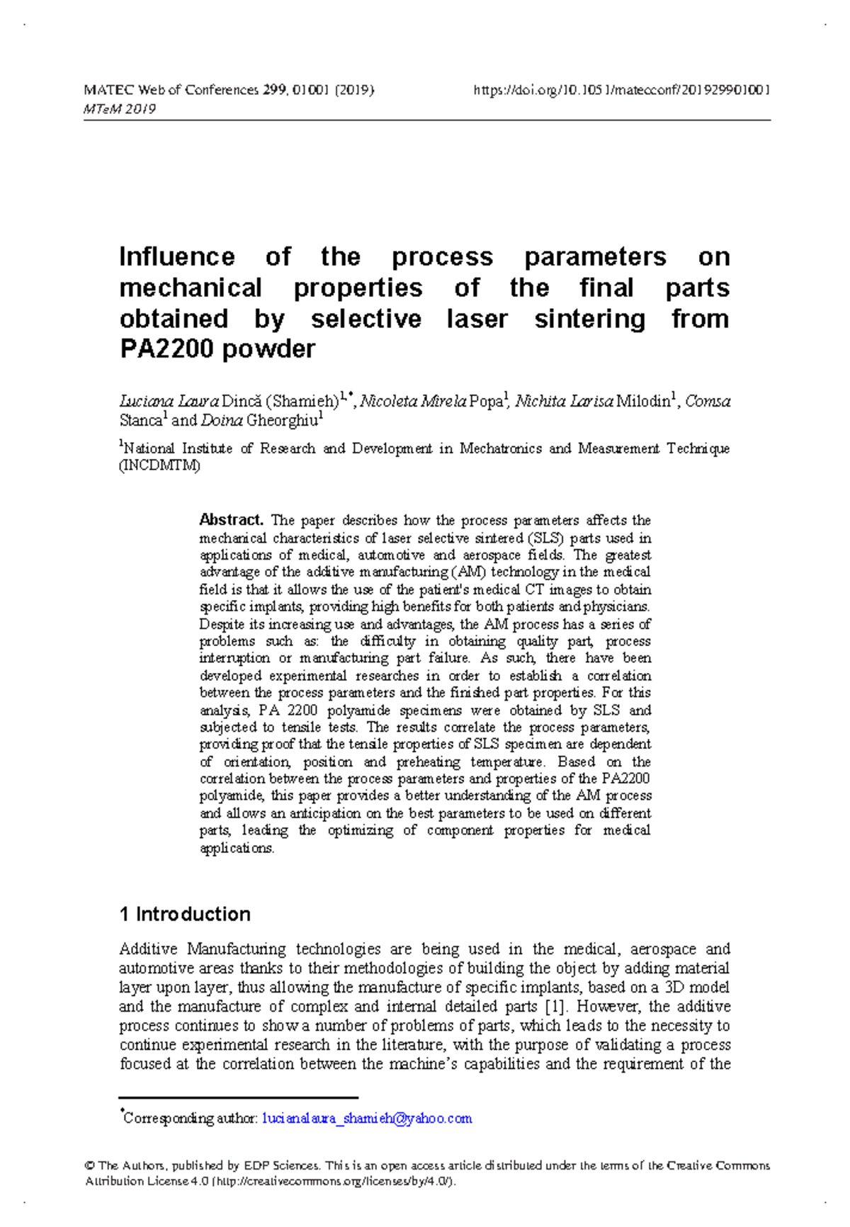 Influence of the process parameters on mechanical - Influence of the ...