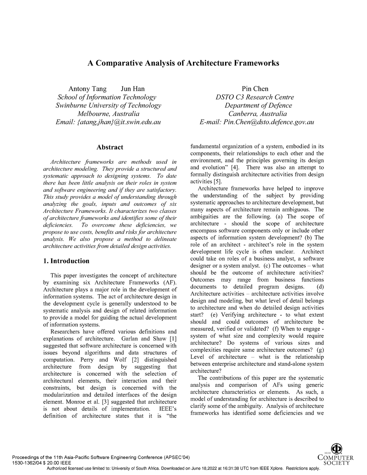 A Comparative Analysis Of Architecture Frameworks - A Comparative ...