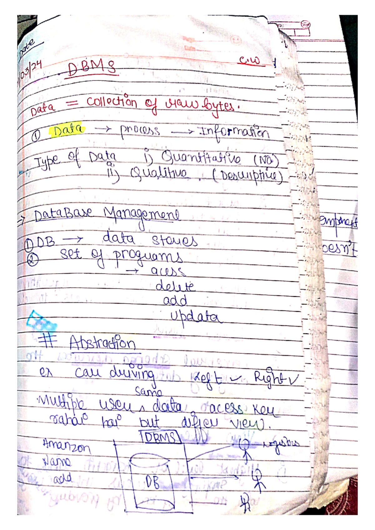 Unit 1 - Notes on unit 1 of dbms - ON have c DBMS Data collection of ...