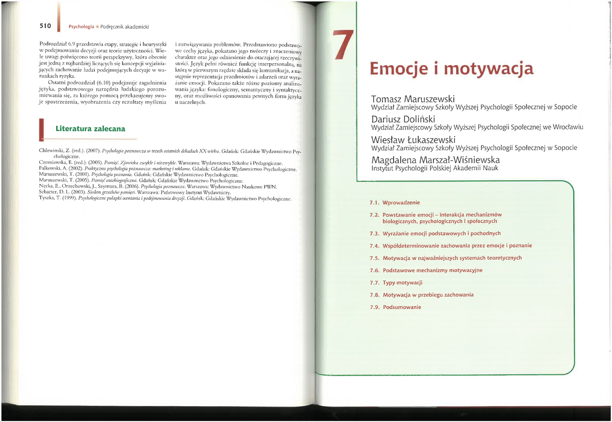 W: J. Strelau, D. Doliński (red.). Psychologia. Rozdział 7: Emocje i