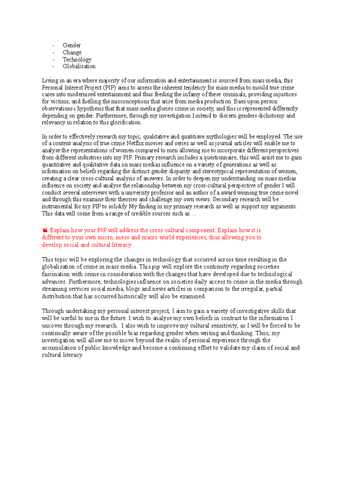 Pip intro - Gender Change Technology Globalisation Living in an era ...