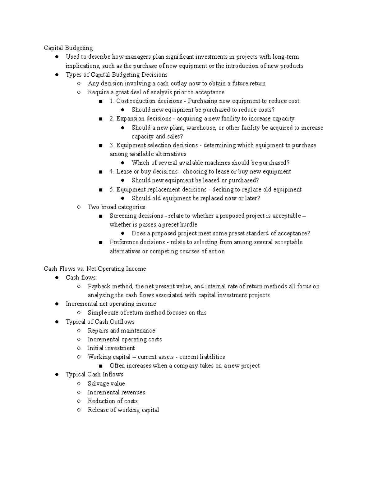 Exam 3 (Chapter 7) - Capital Budgeting Used to describe how managers ...