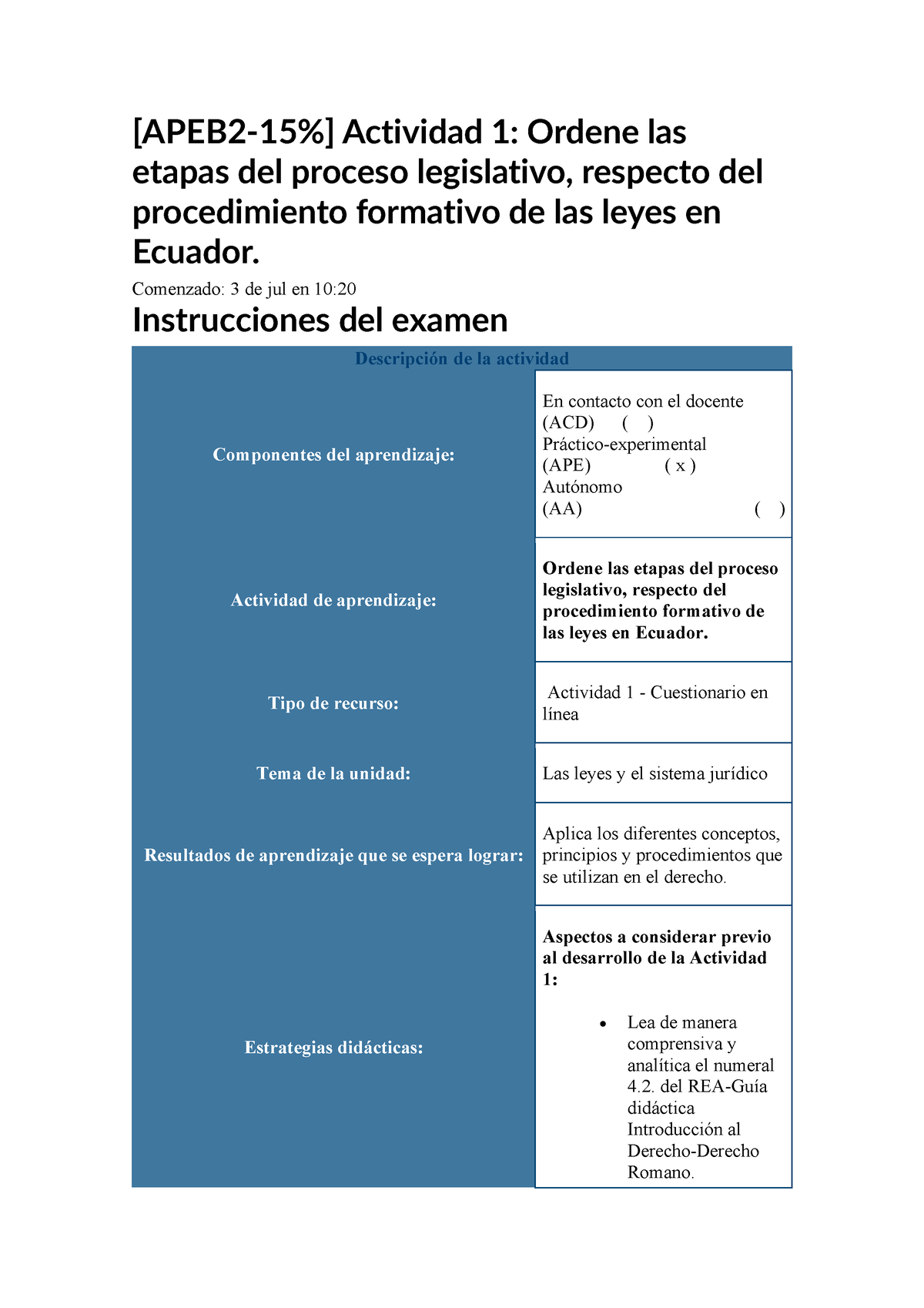 Cuestionario De Introduccion Al Derecho Semana 12 Resuelto - [APEB2-15% ...