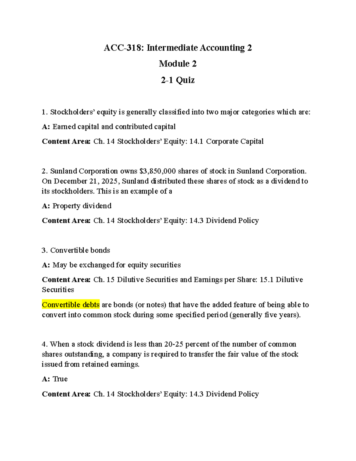 Saint Leo GBA 398 Module 2 CBK ACC Quiz Answers