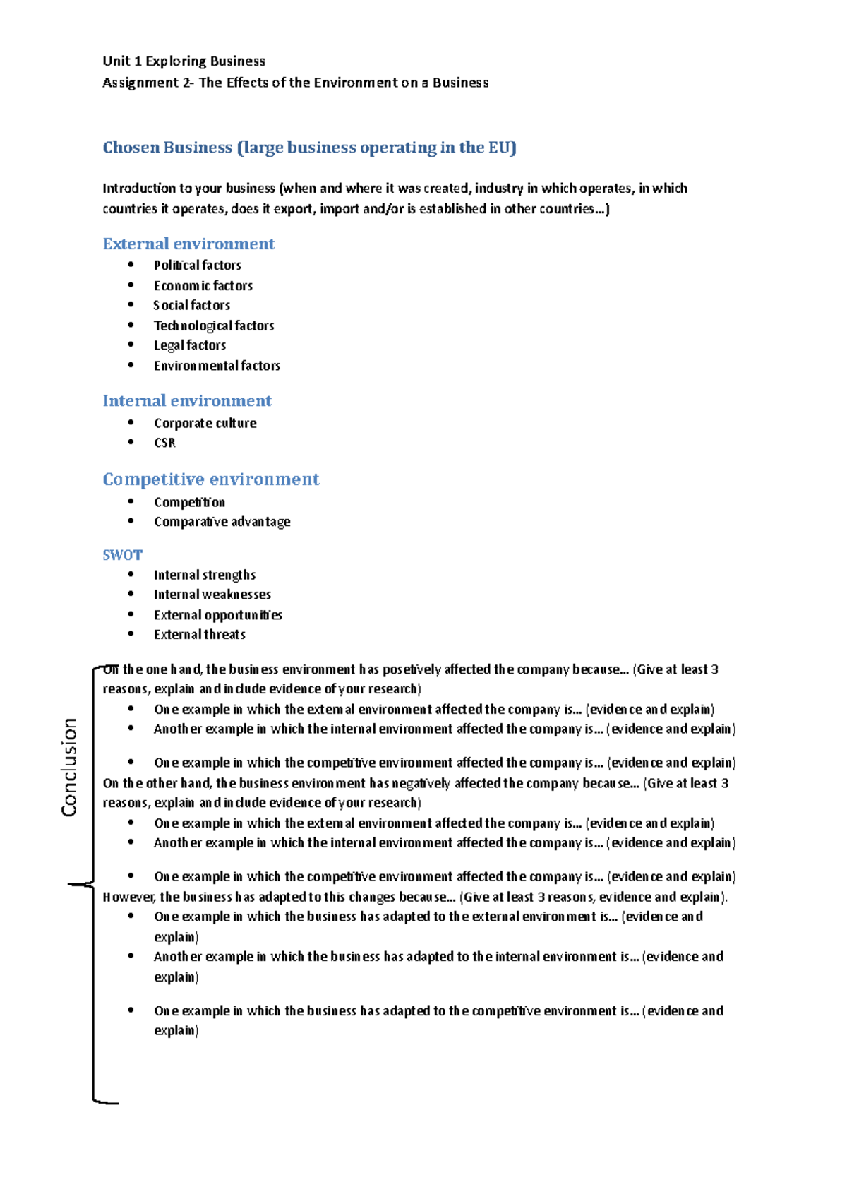 Unit 1 Assigment 2 Structure- Business Environment - Unit 1 Exploring ...