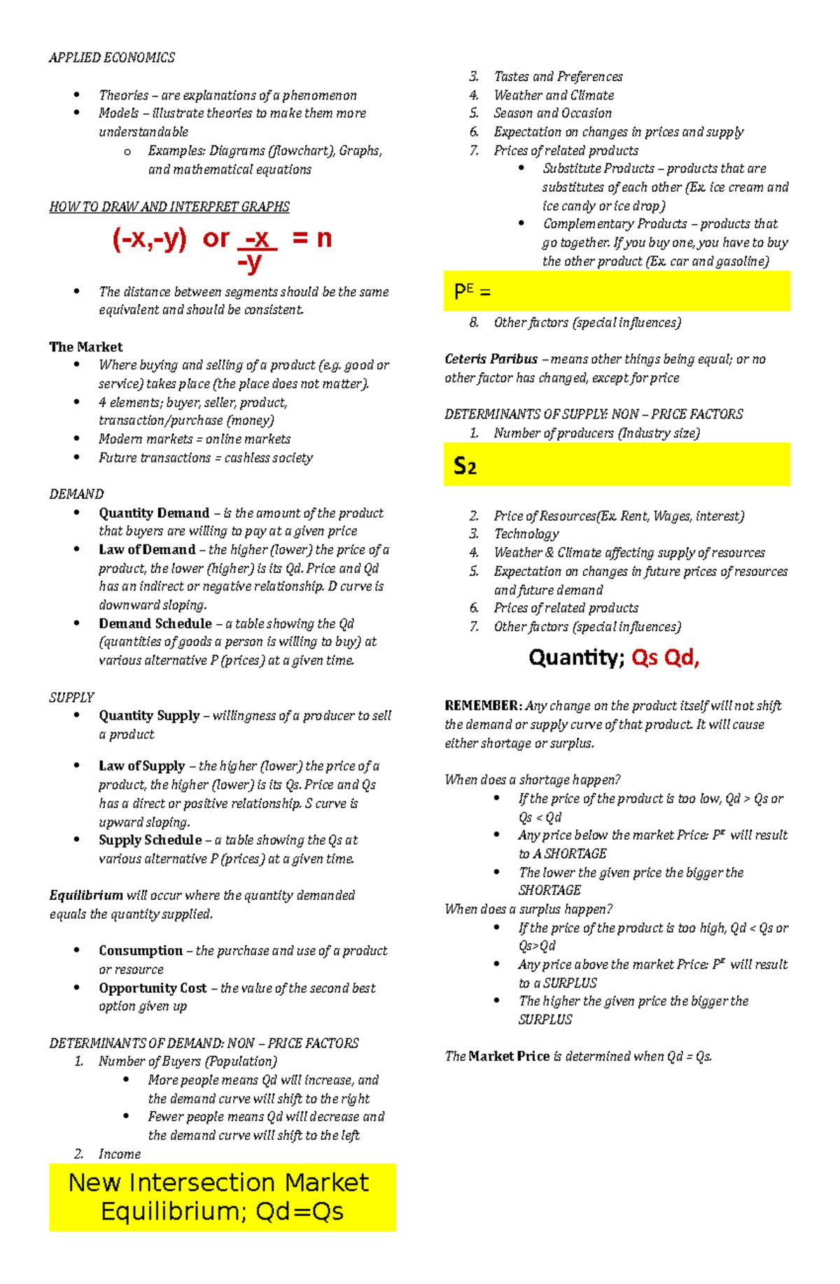 Applied Economics - Demand and Supply - APPLIED ECONOMICS Theories ...